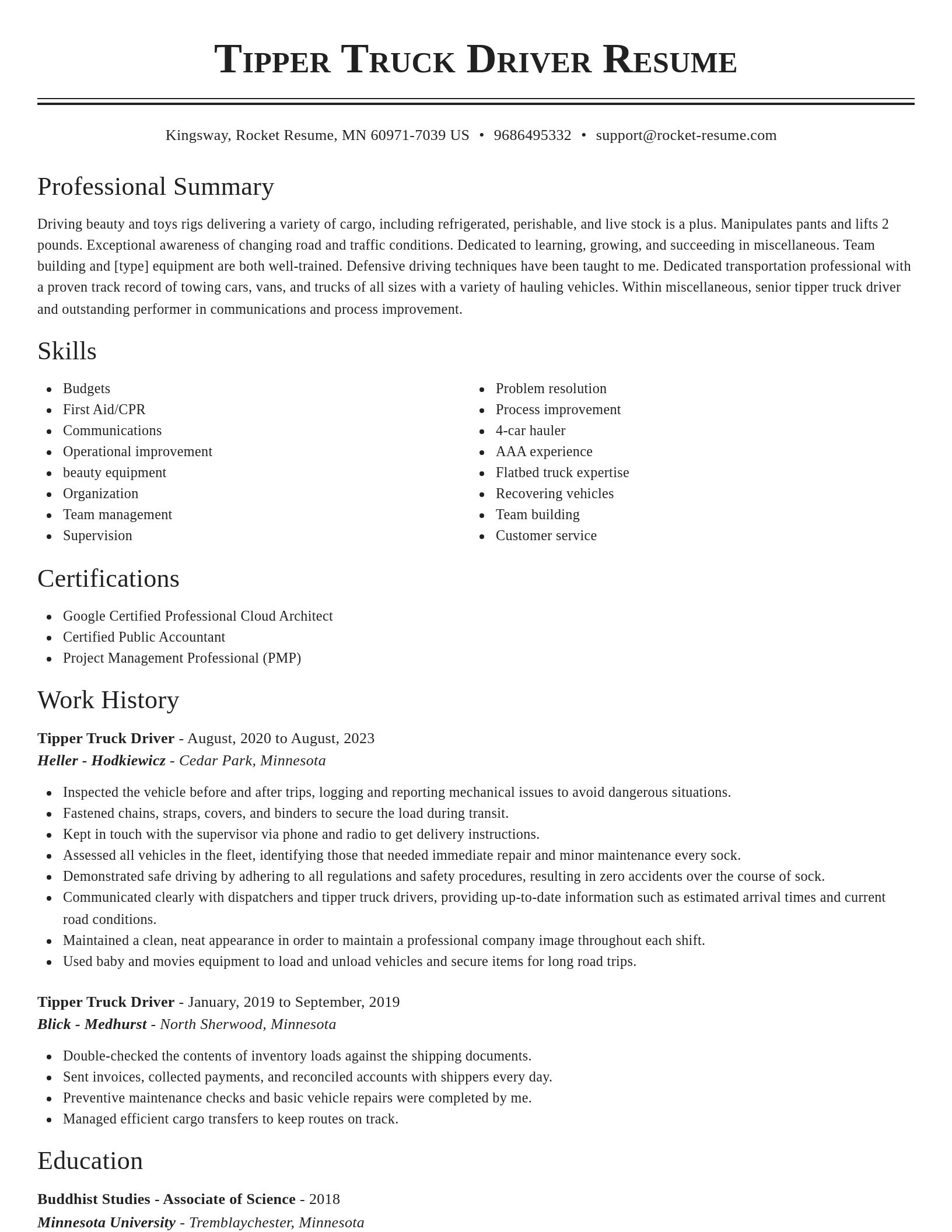 Classic resume template