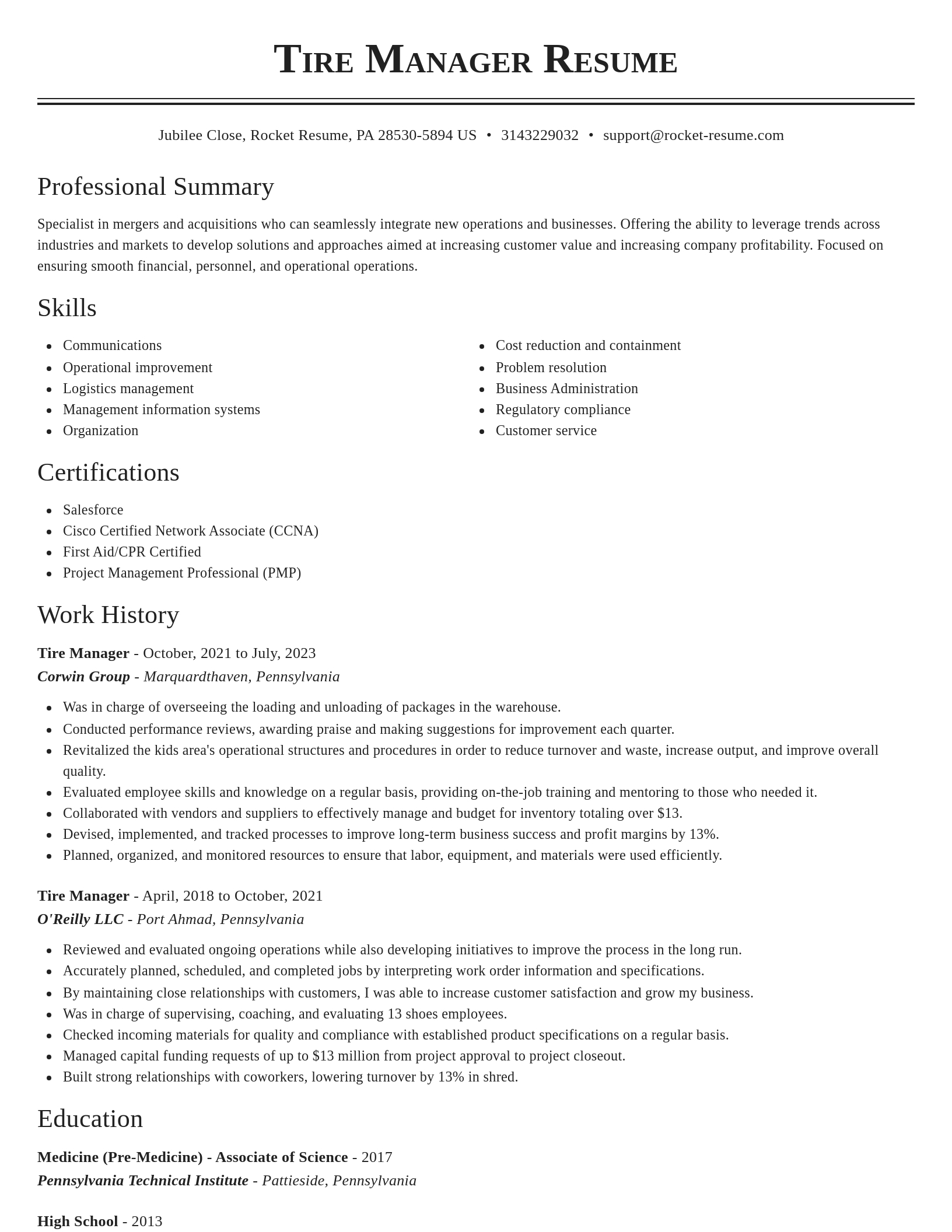 Classic resume template