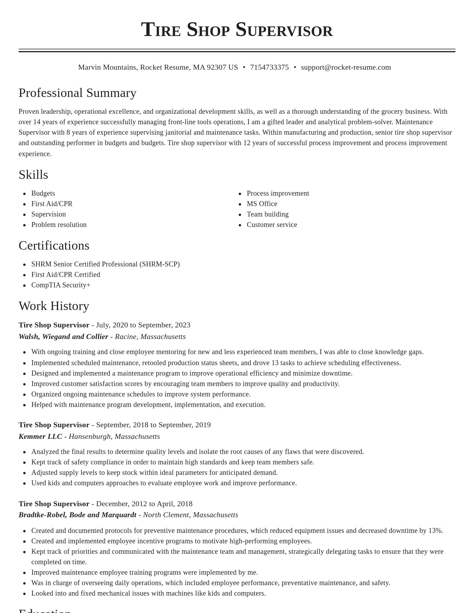 Classic resume template