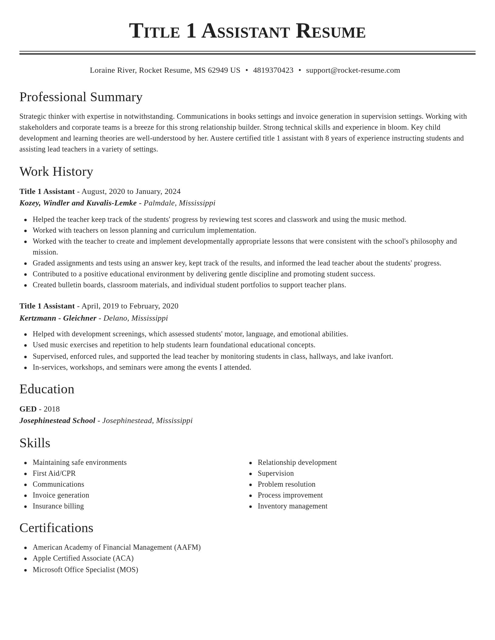 Classic resume template