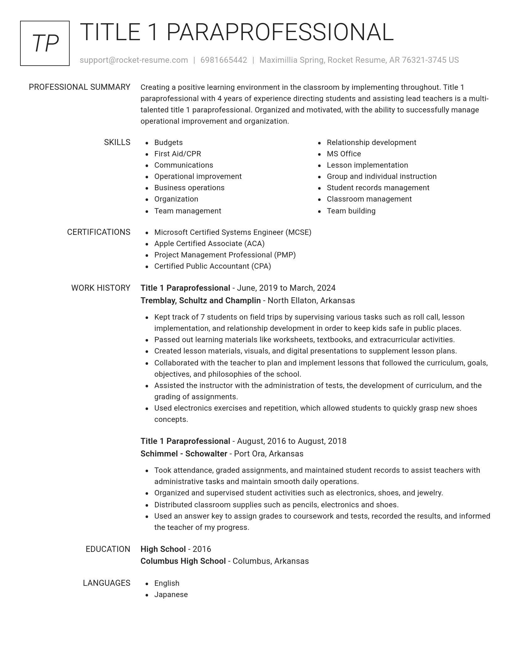 Renowned resume template