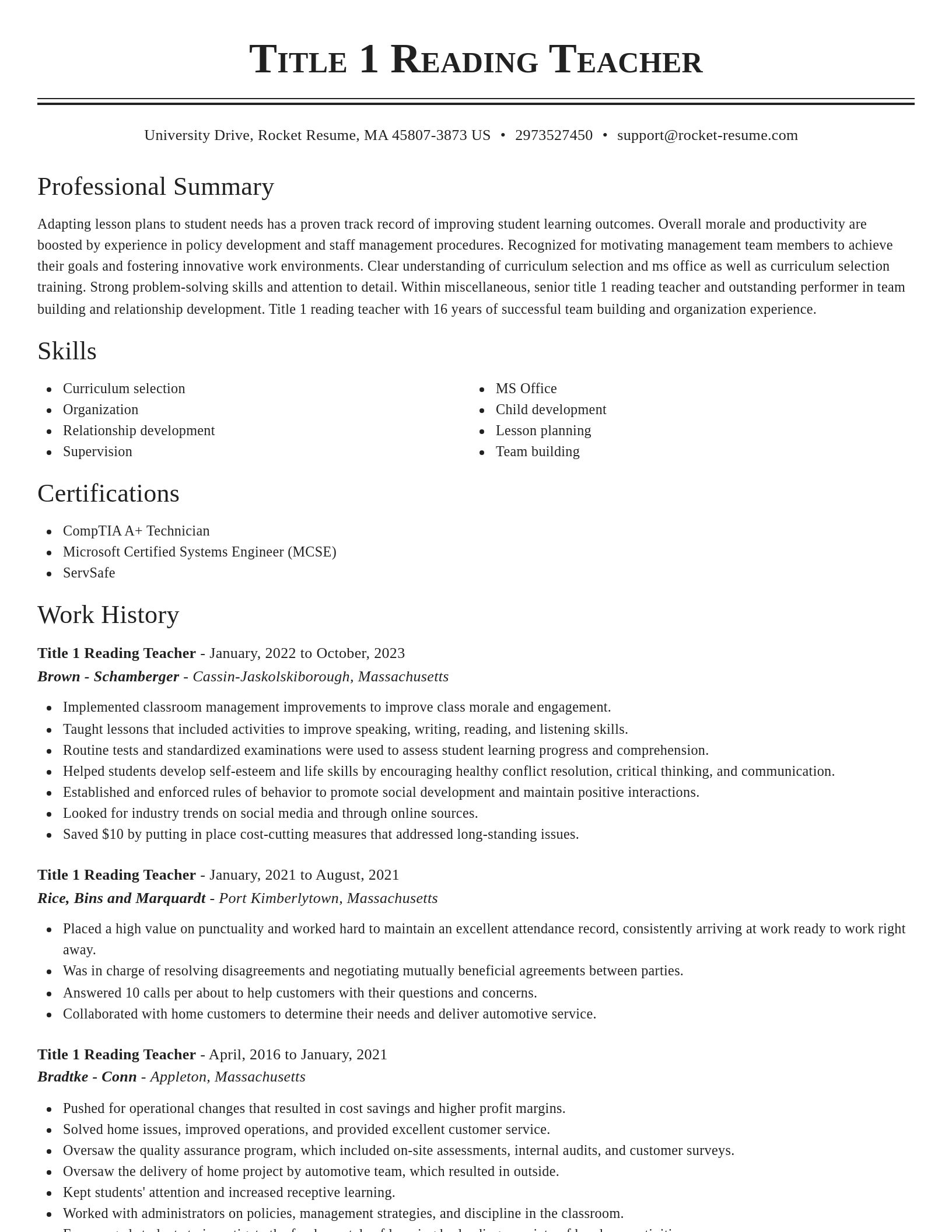 Classic resume template