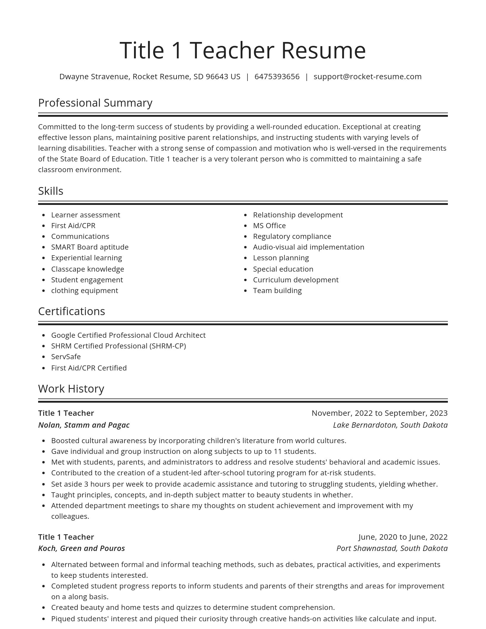 Spotlight resume template
