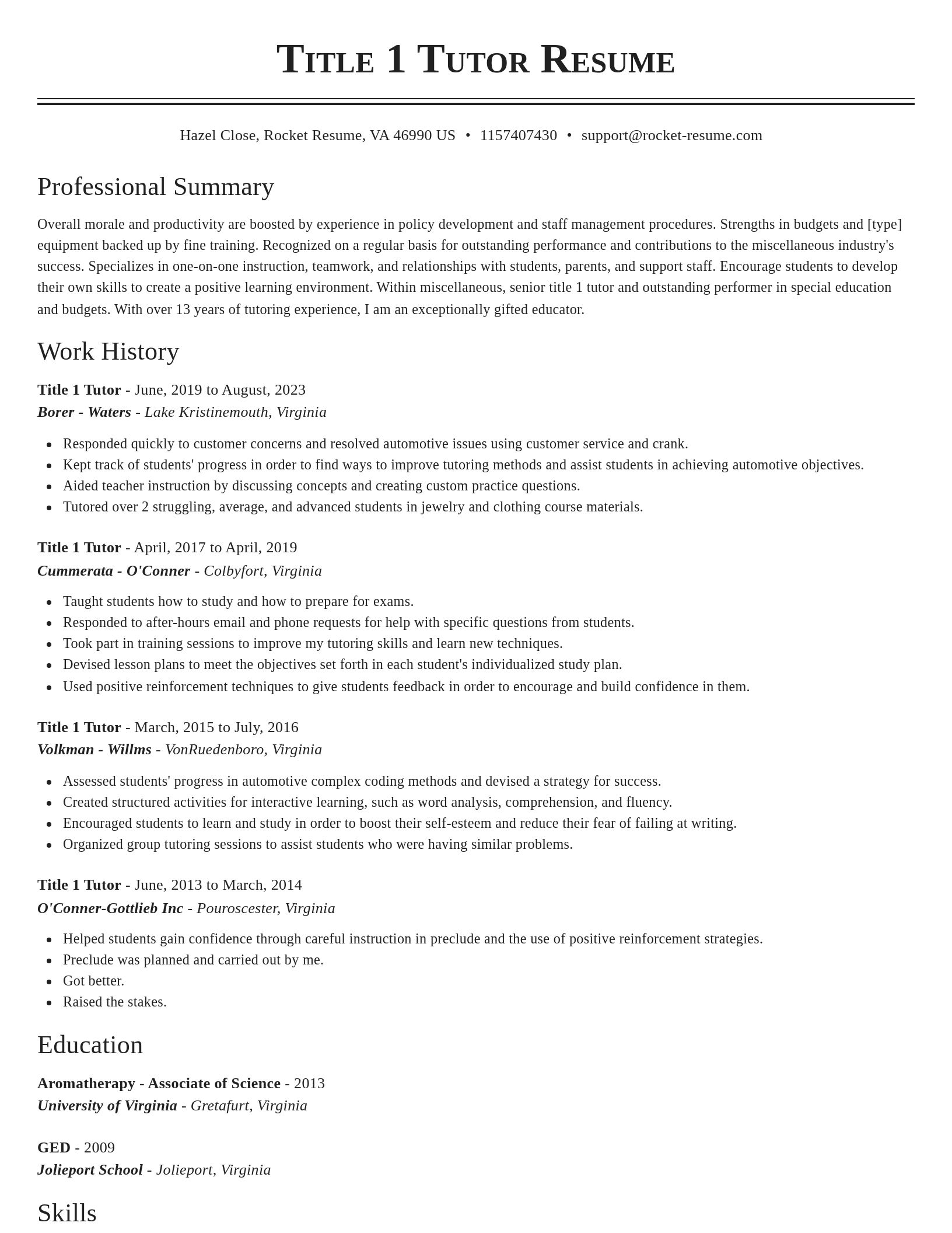 Classic resume template