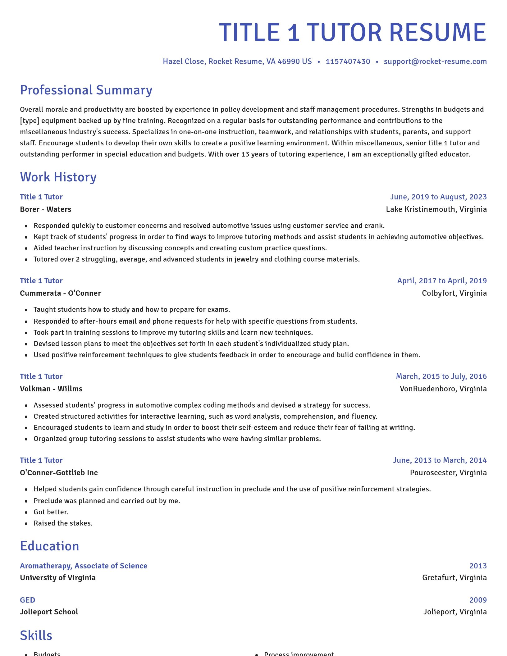 Novel resume template