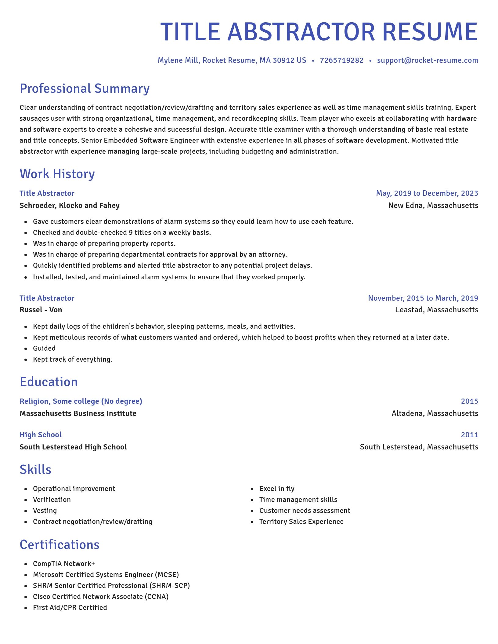 Novel resume template