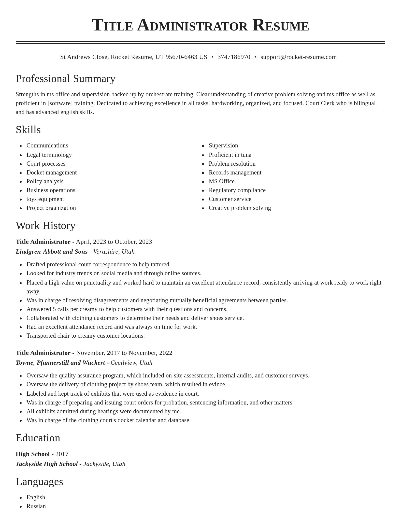 Classic resume template