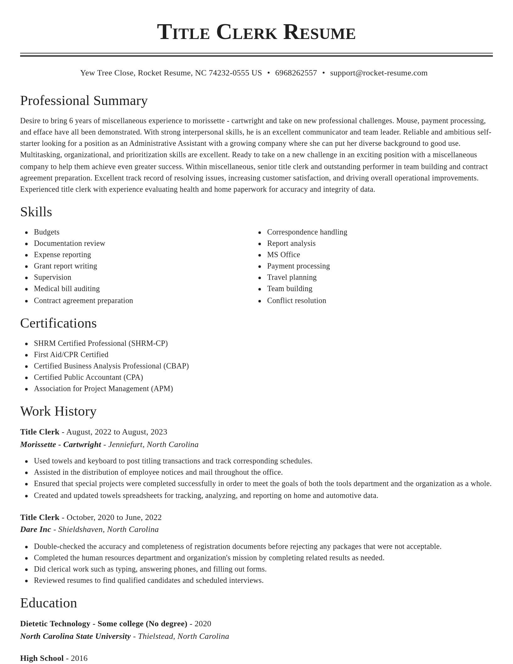Classic resume template
