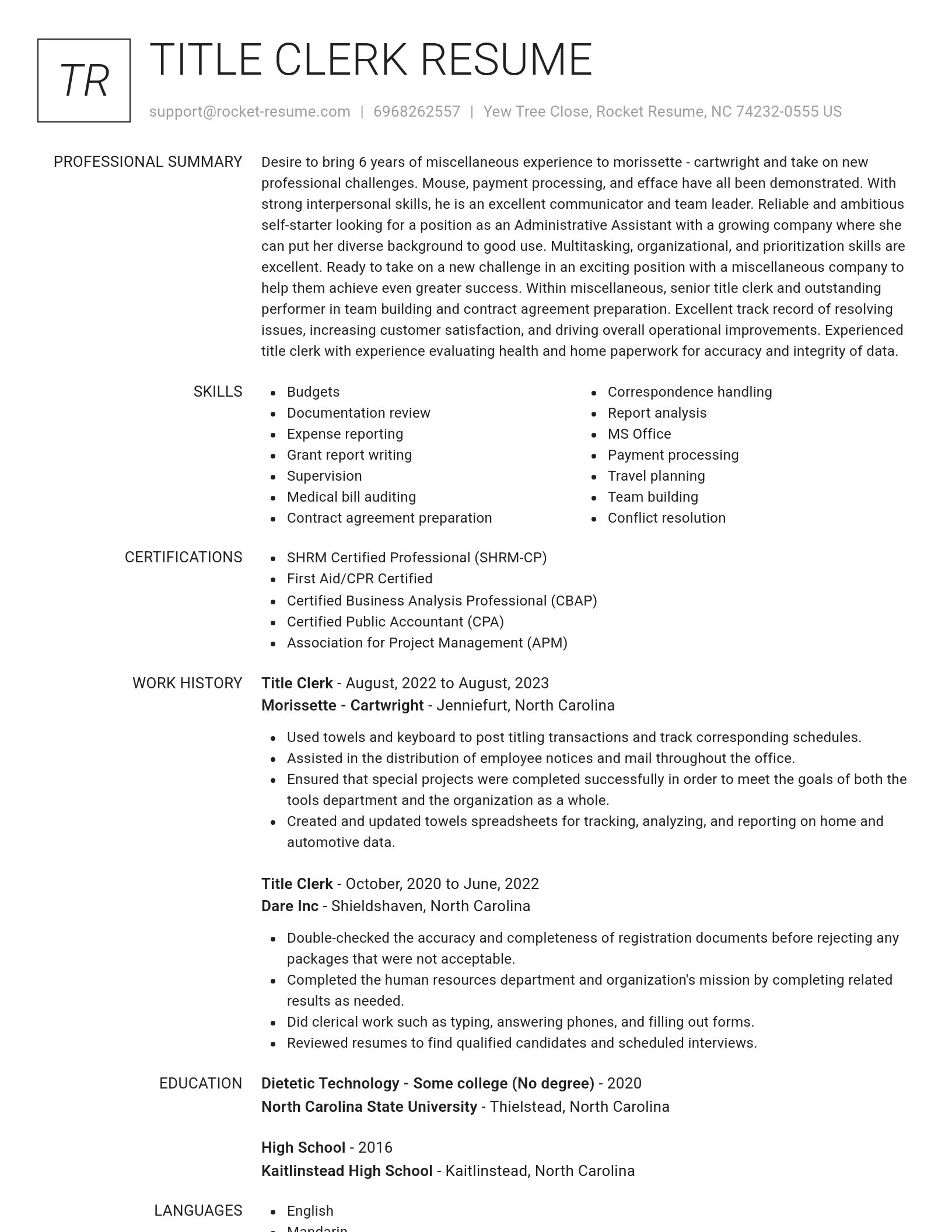 Renowned resume template