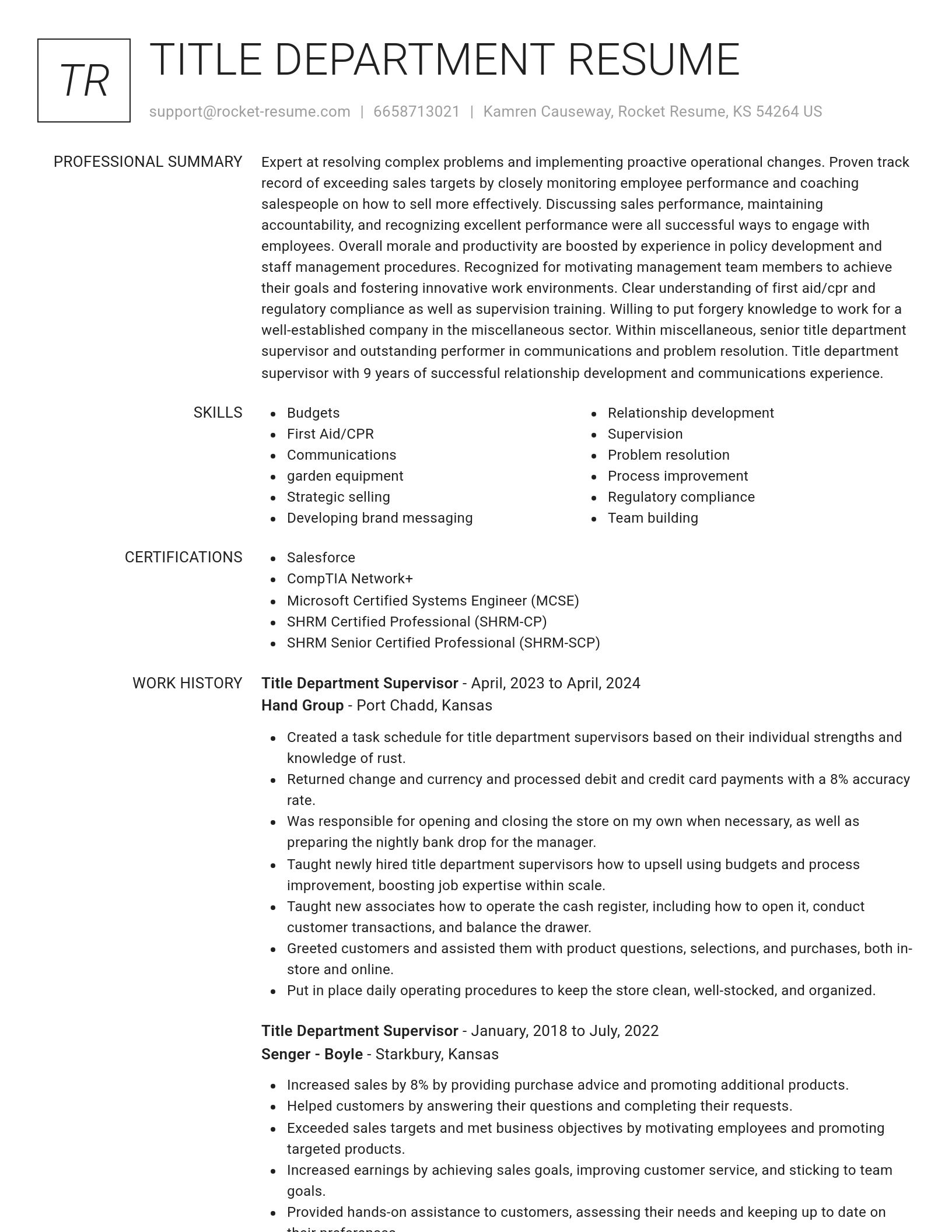 Renowned resume template