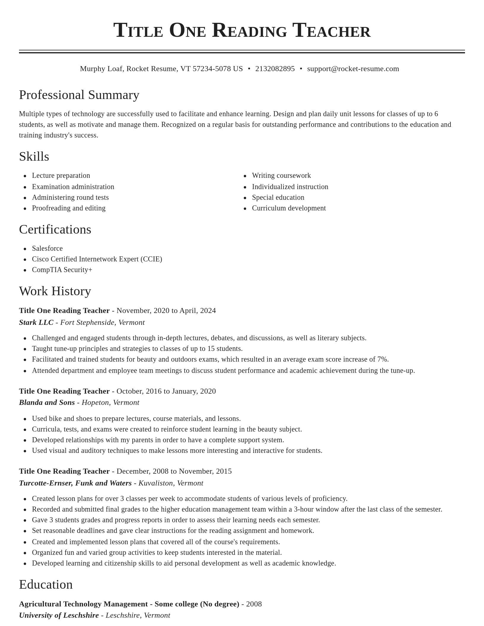 Classic resume template