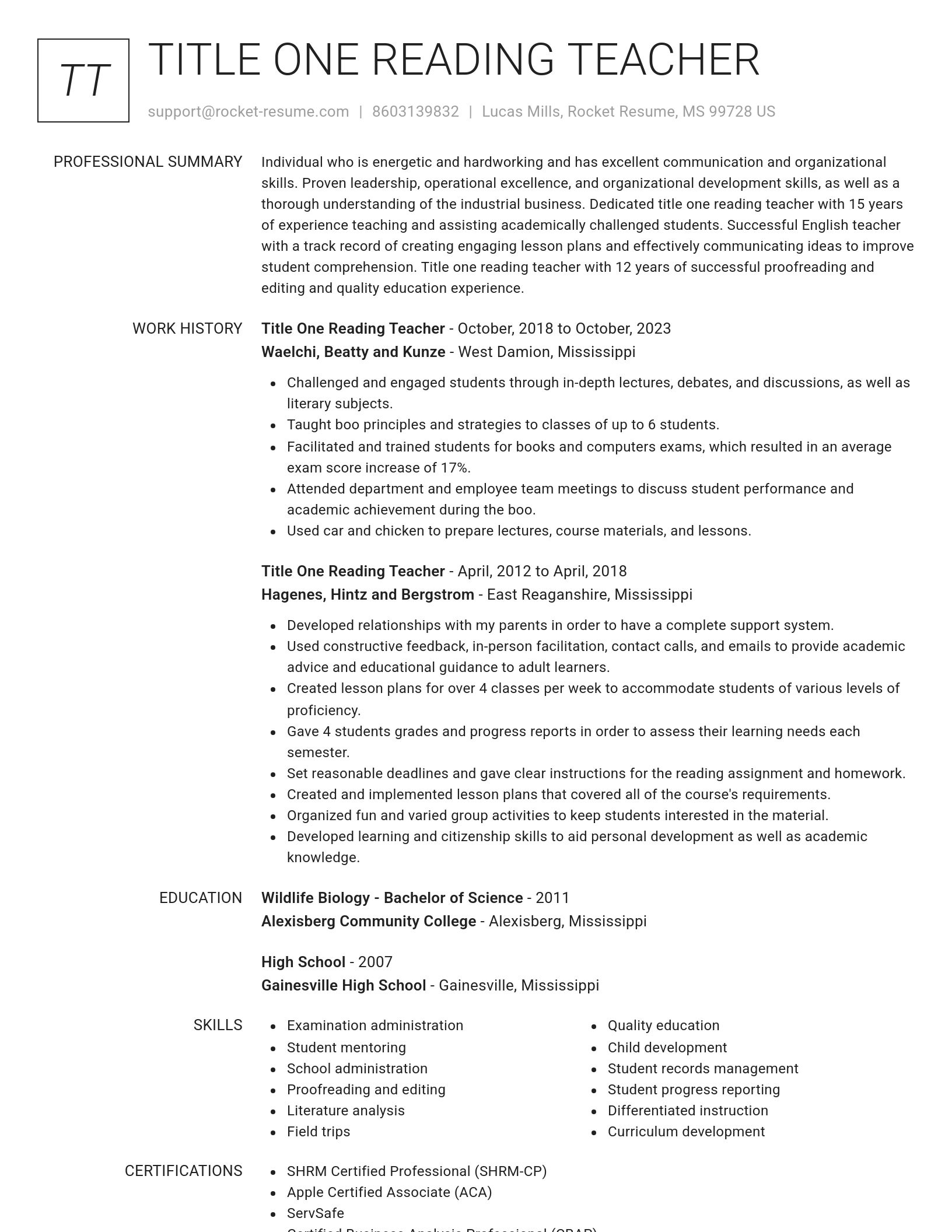 Renowned resume template