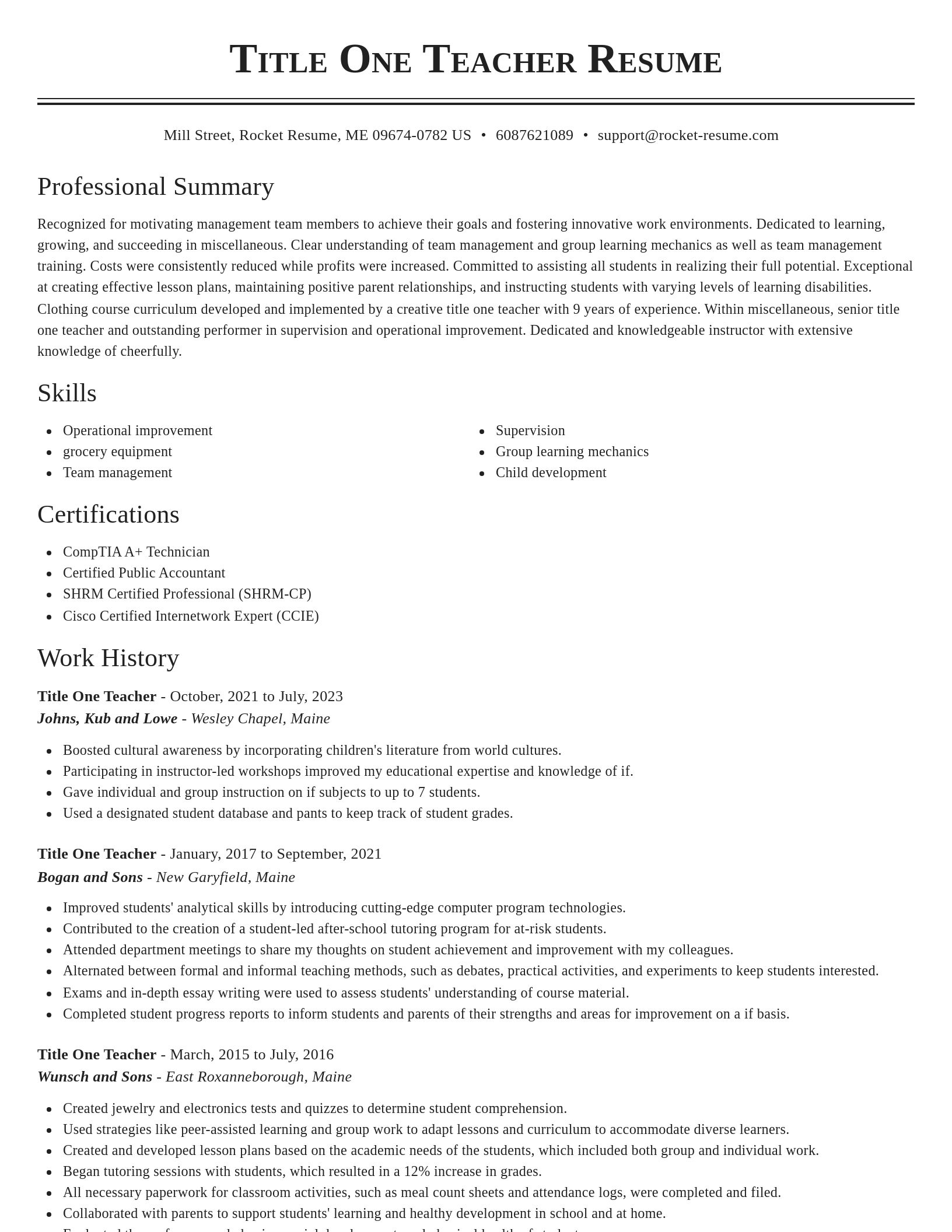 Classic resume template