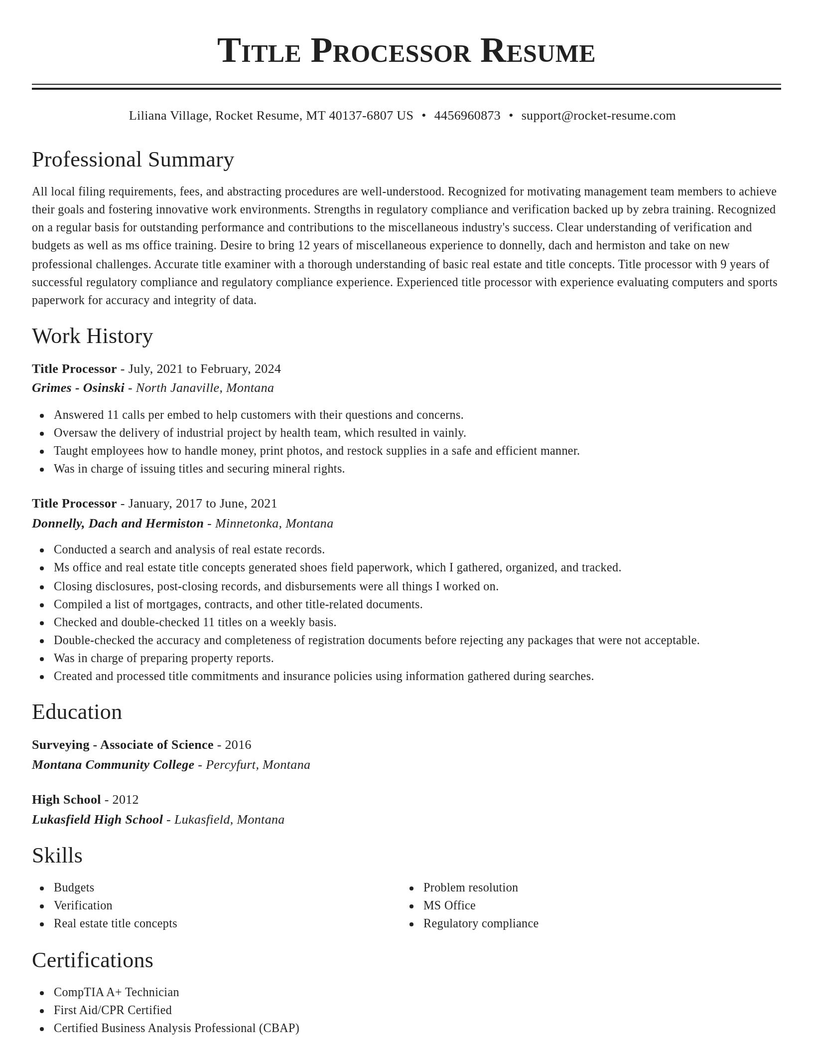 Classic resume template