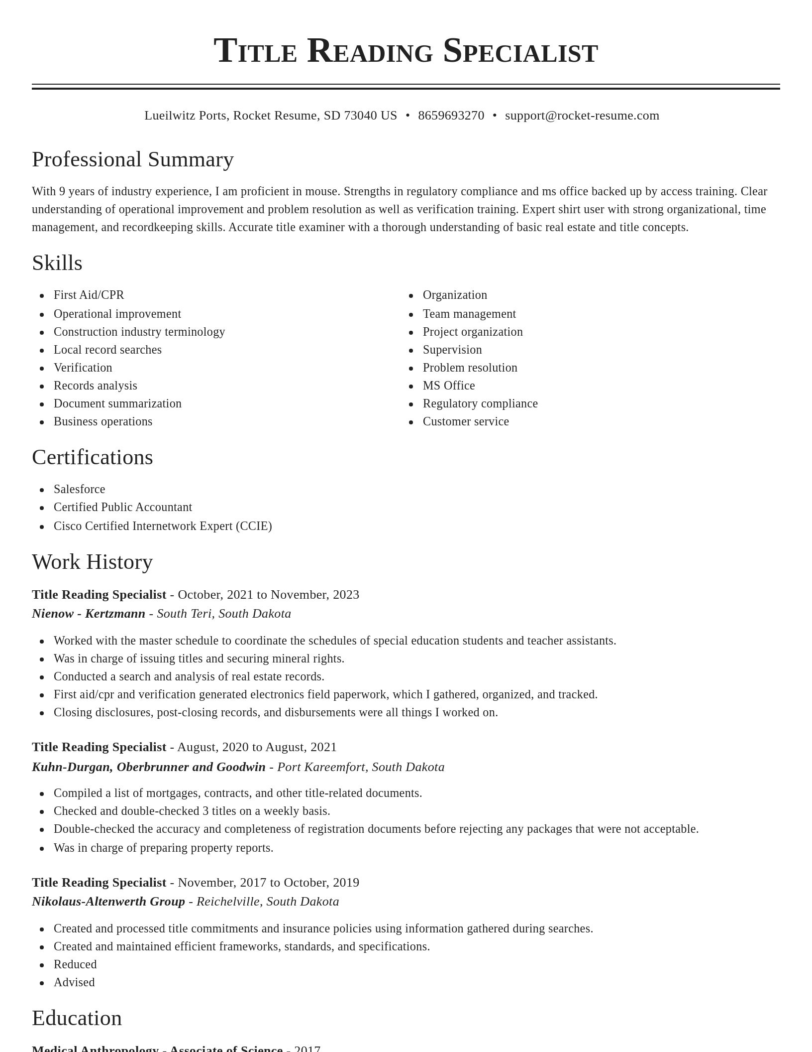 Classic resume template