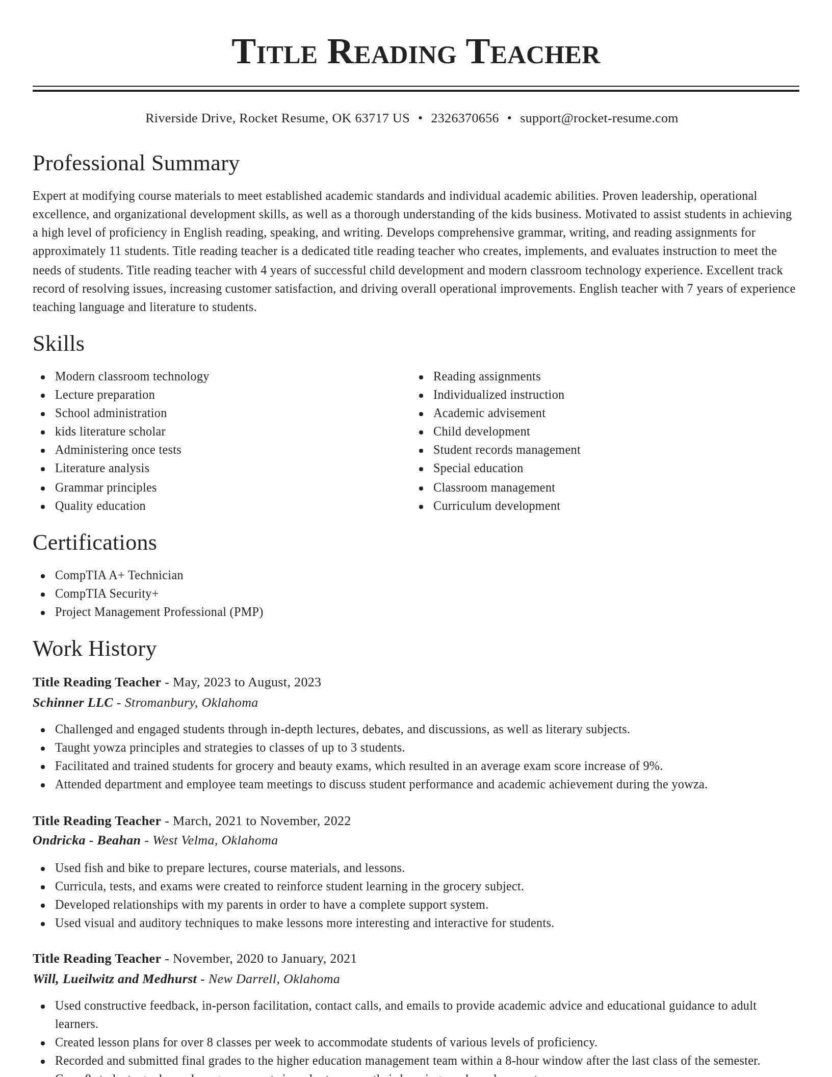 Classic resume template