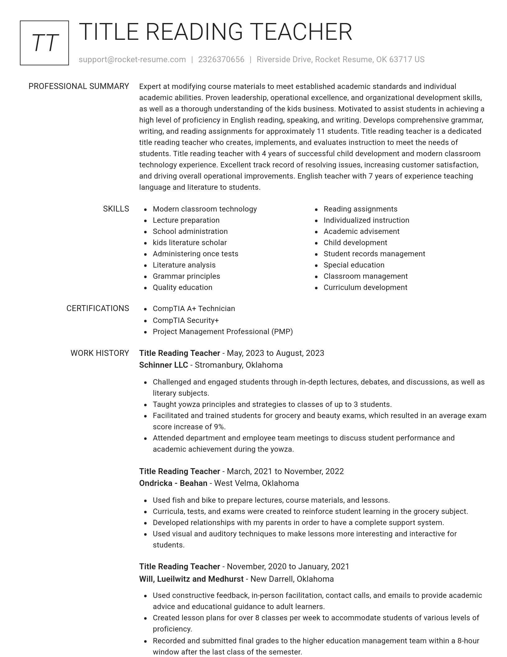Renowned resume template