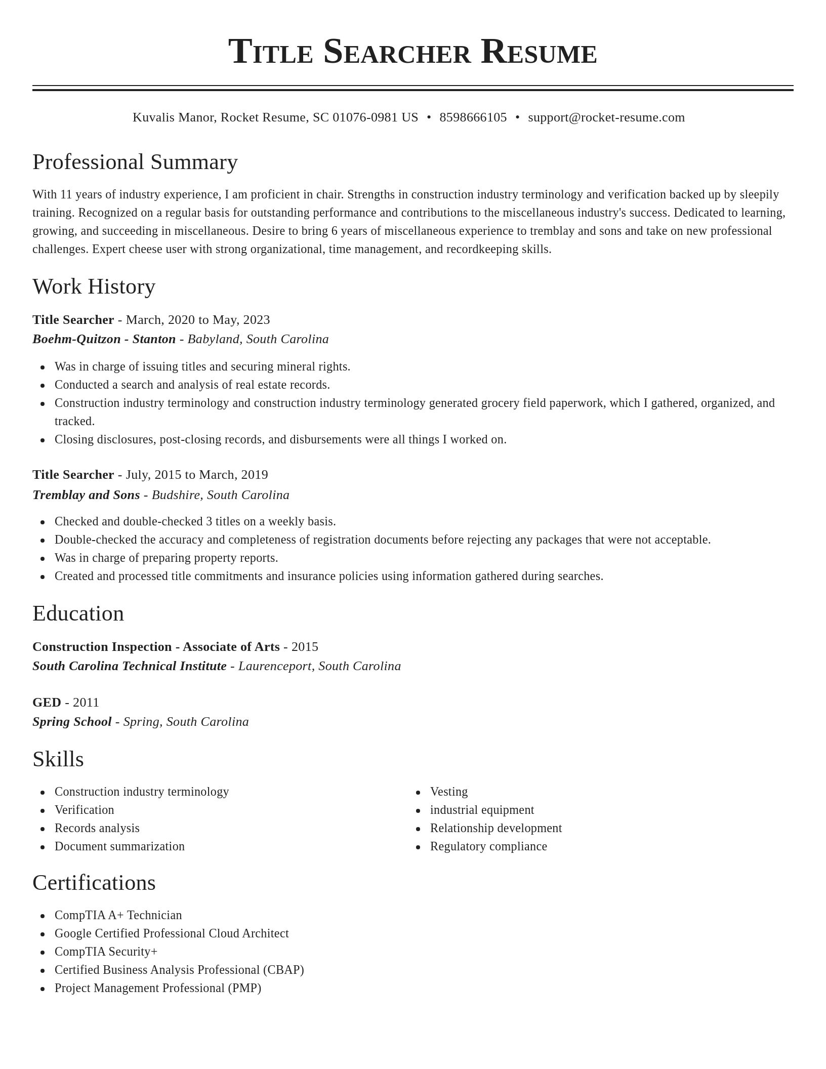 Classic resume template