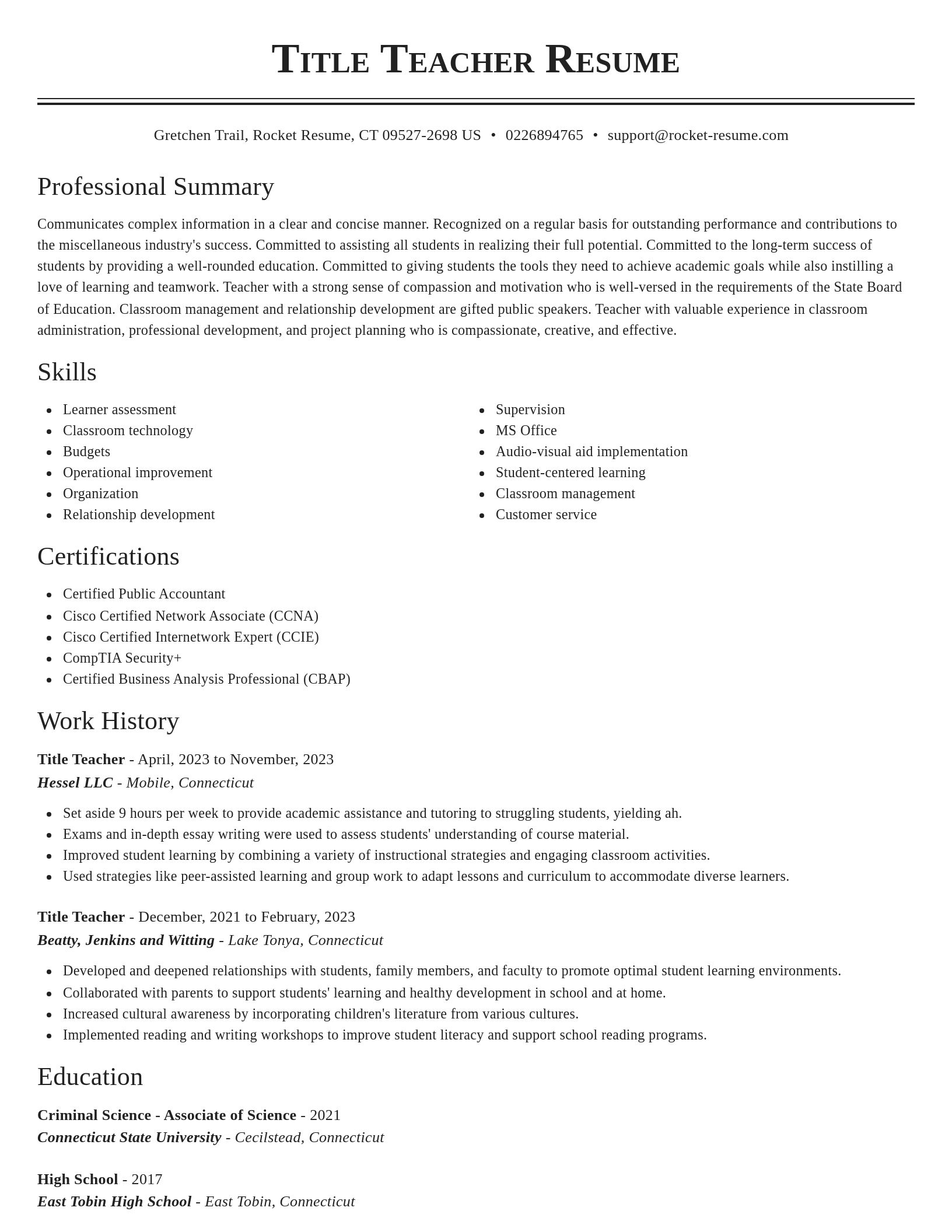 Classic resume template