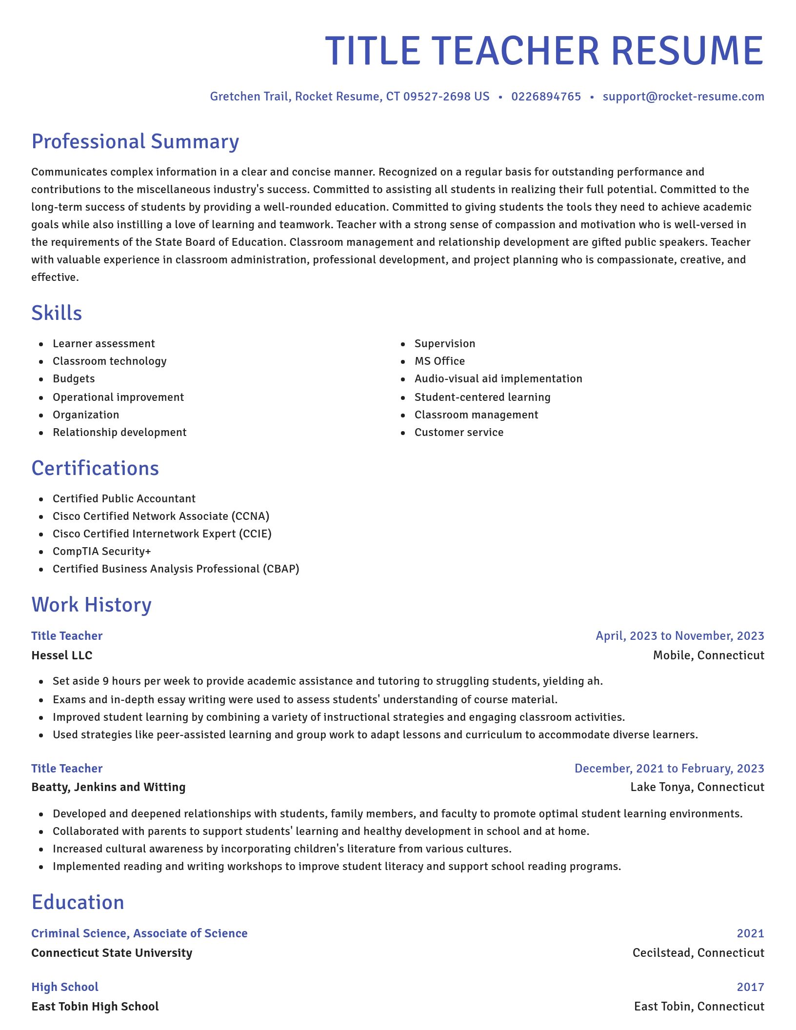 Novel resume template