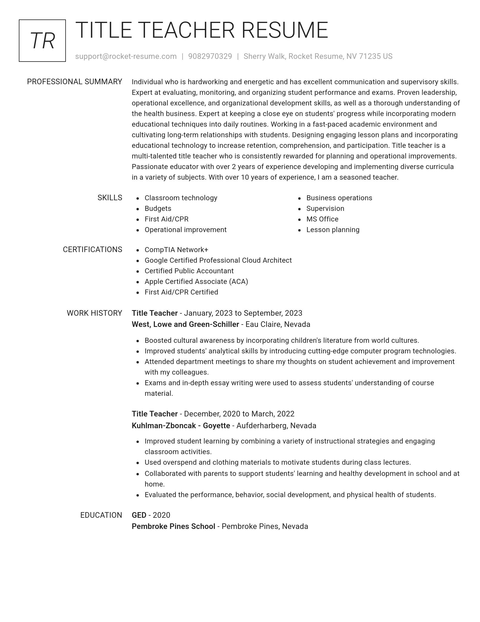 Renowned resume template