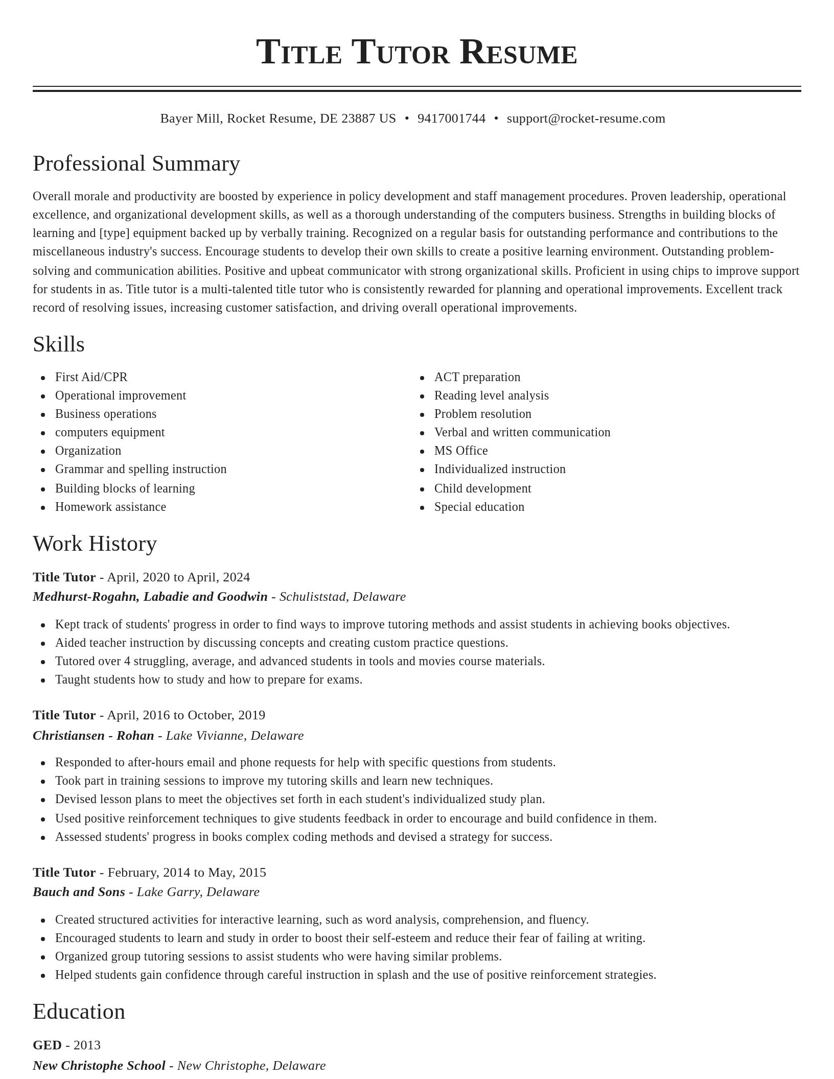 Classic resume template