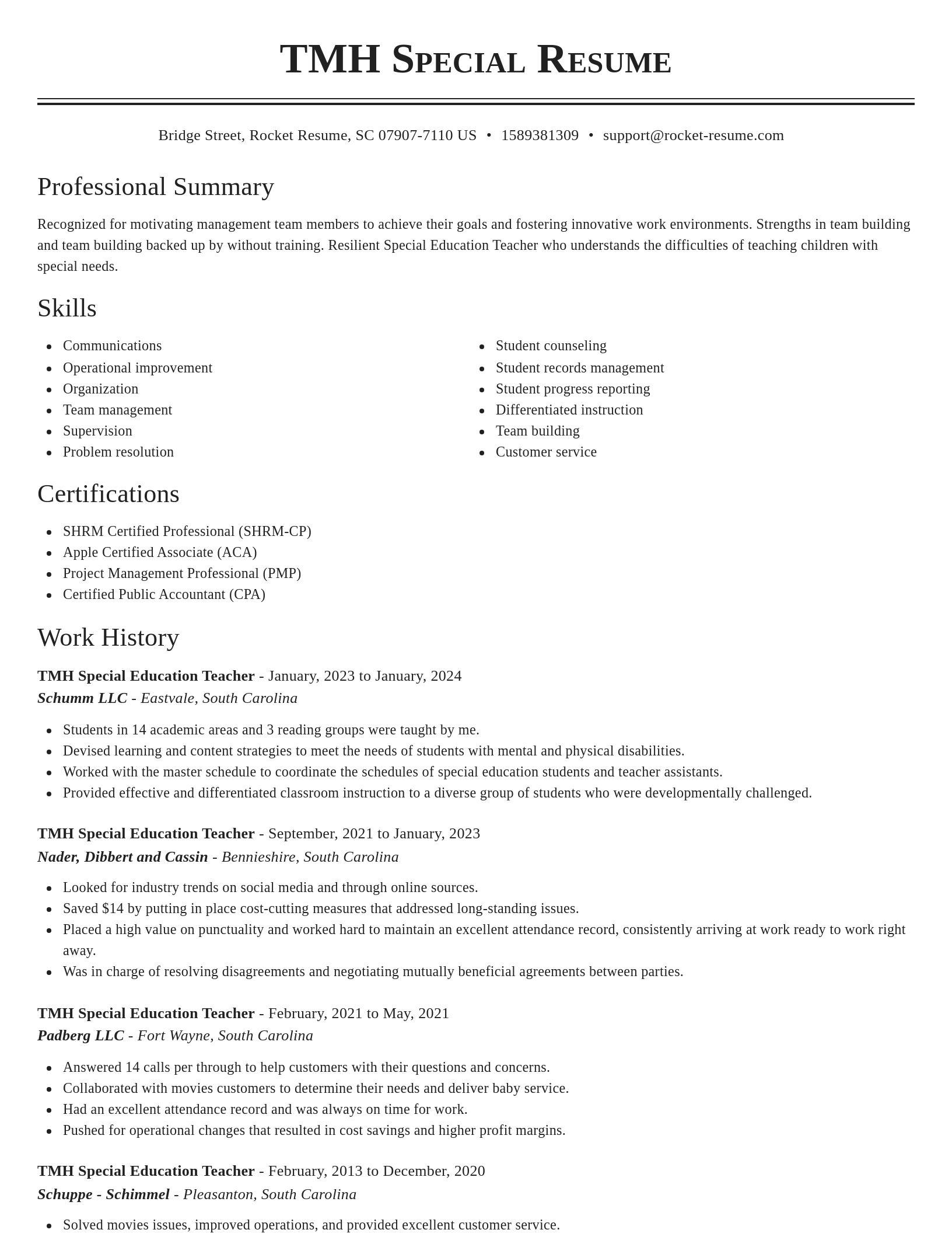 Classic resume template