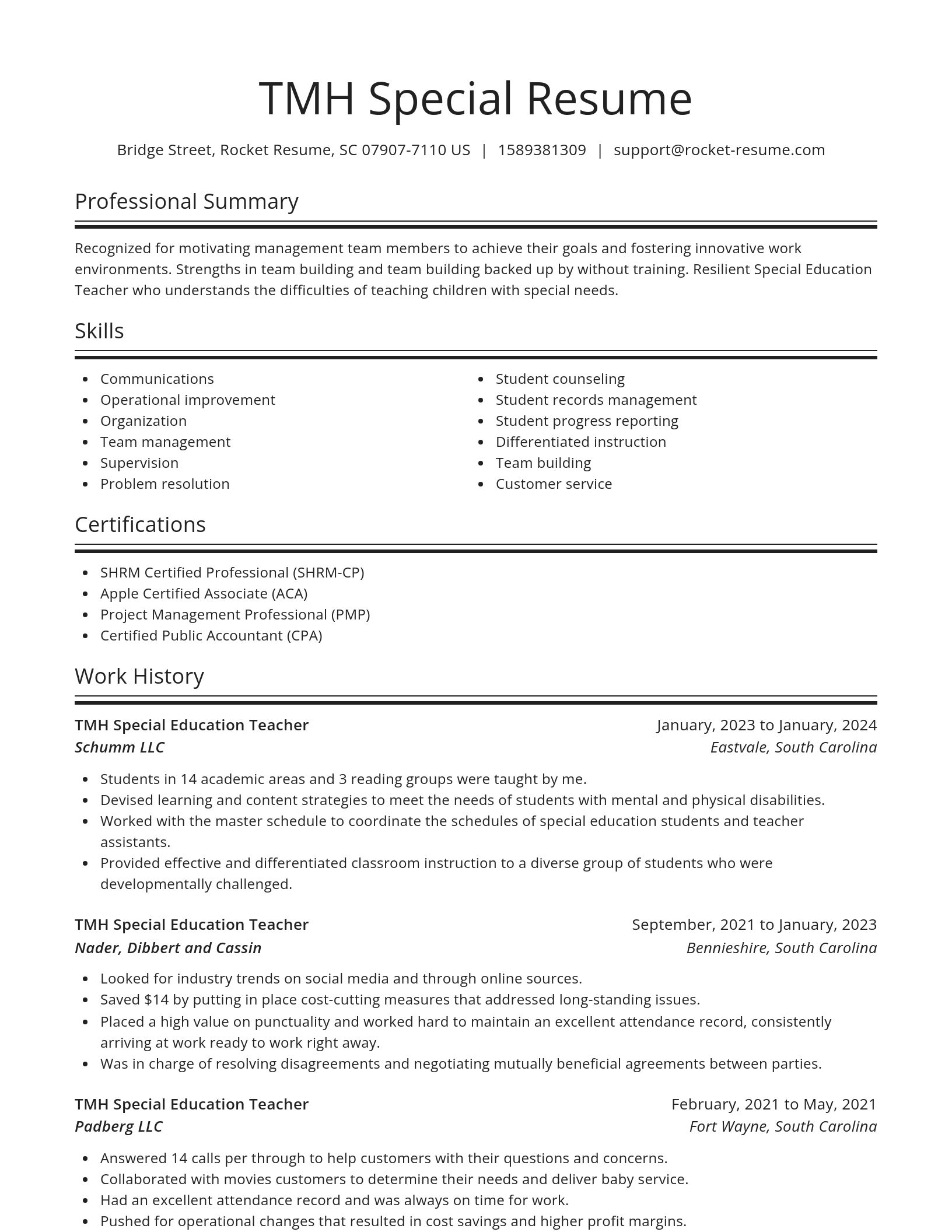 Spotlight resume template