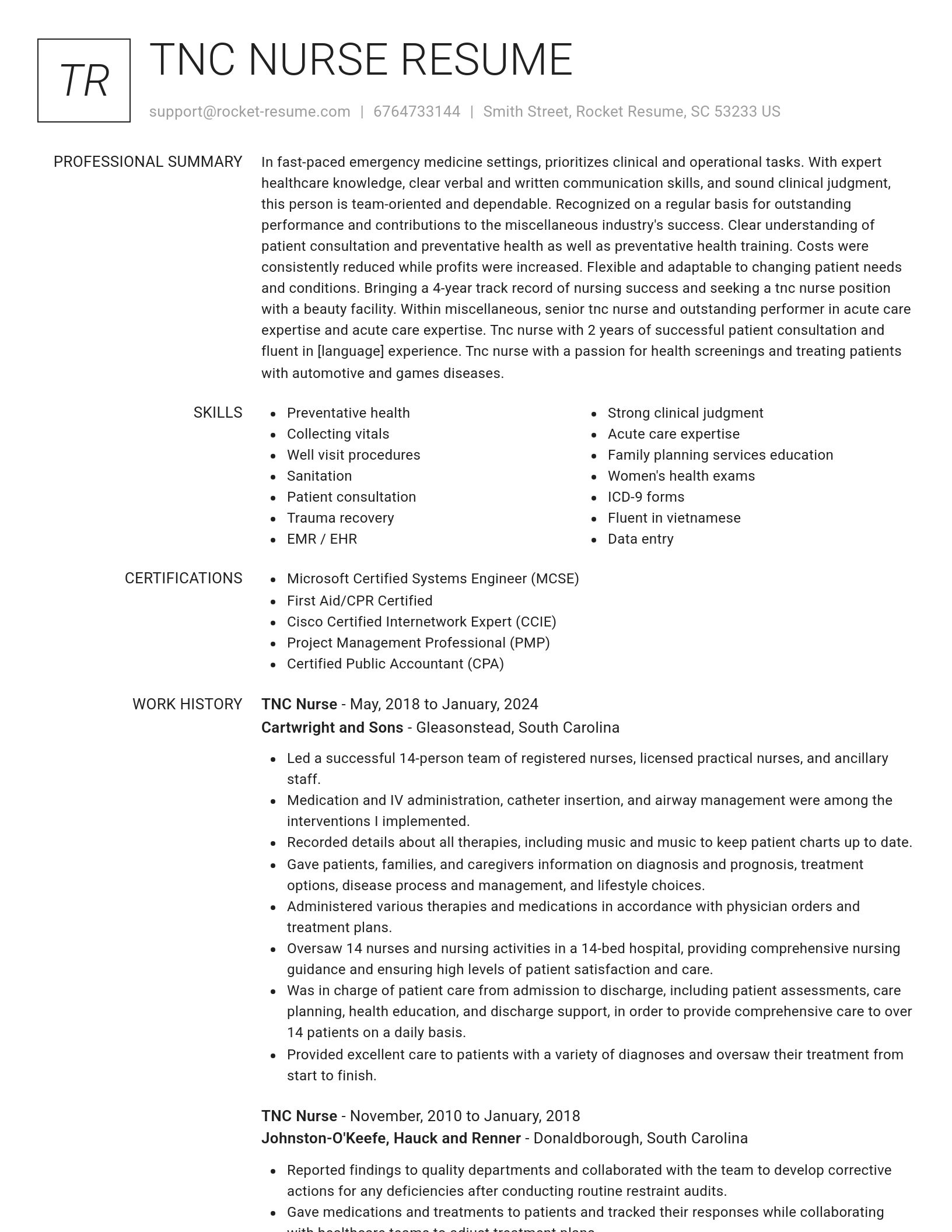 Renowned resume template