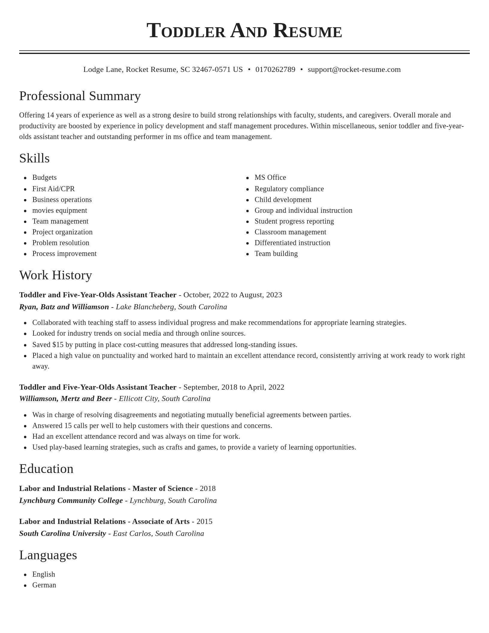 Classic resume template