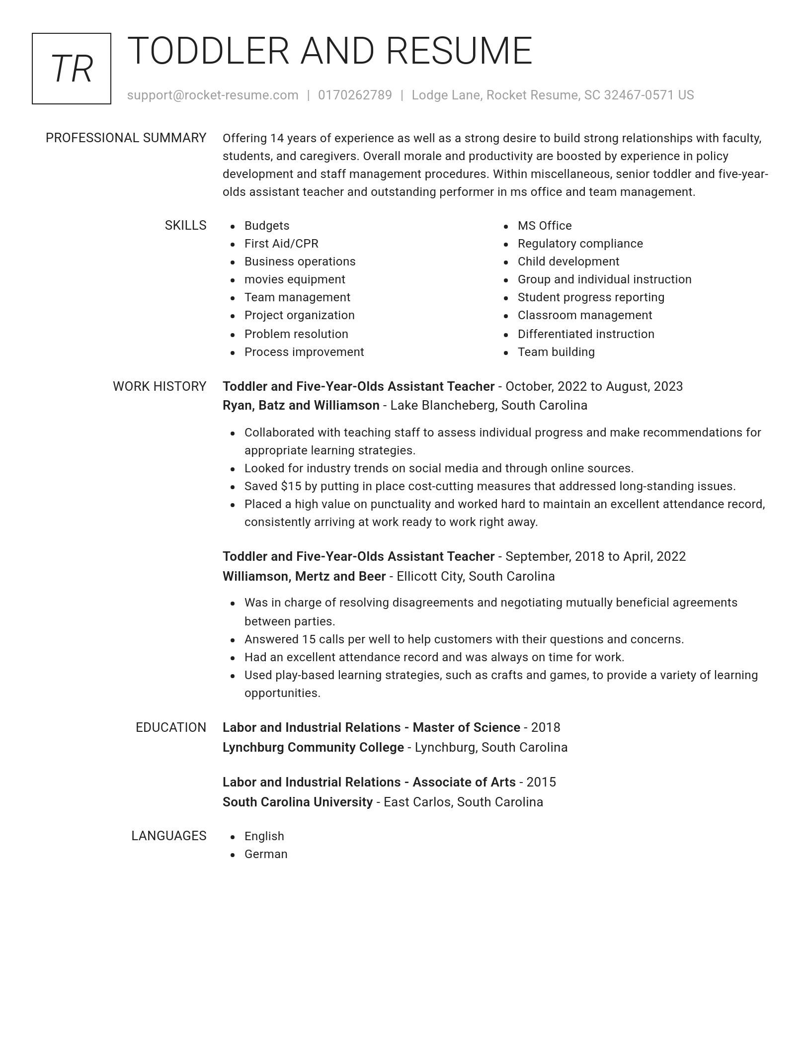 Renowned resume template