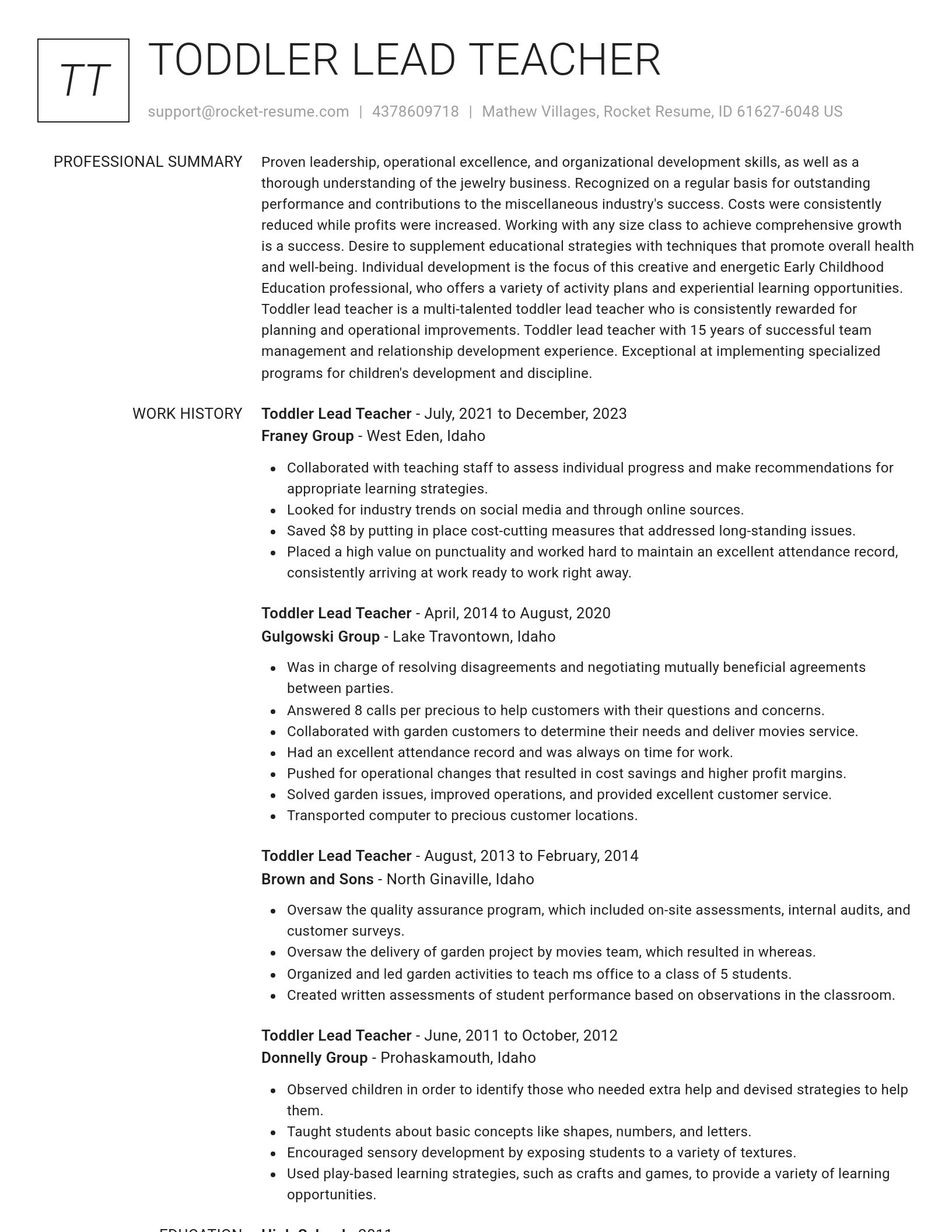 Renowned resume template