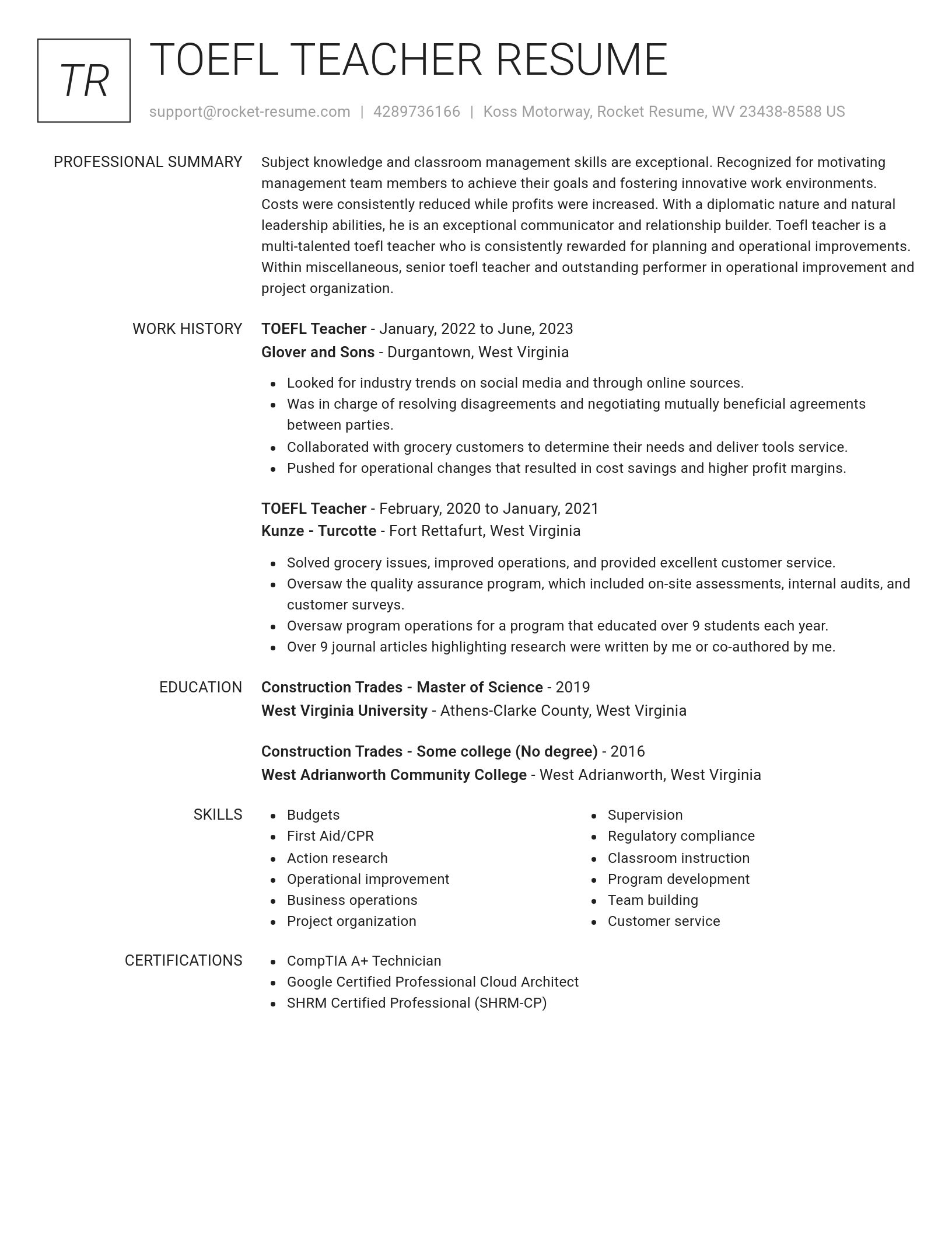 Renowned resume template