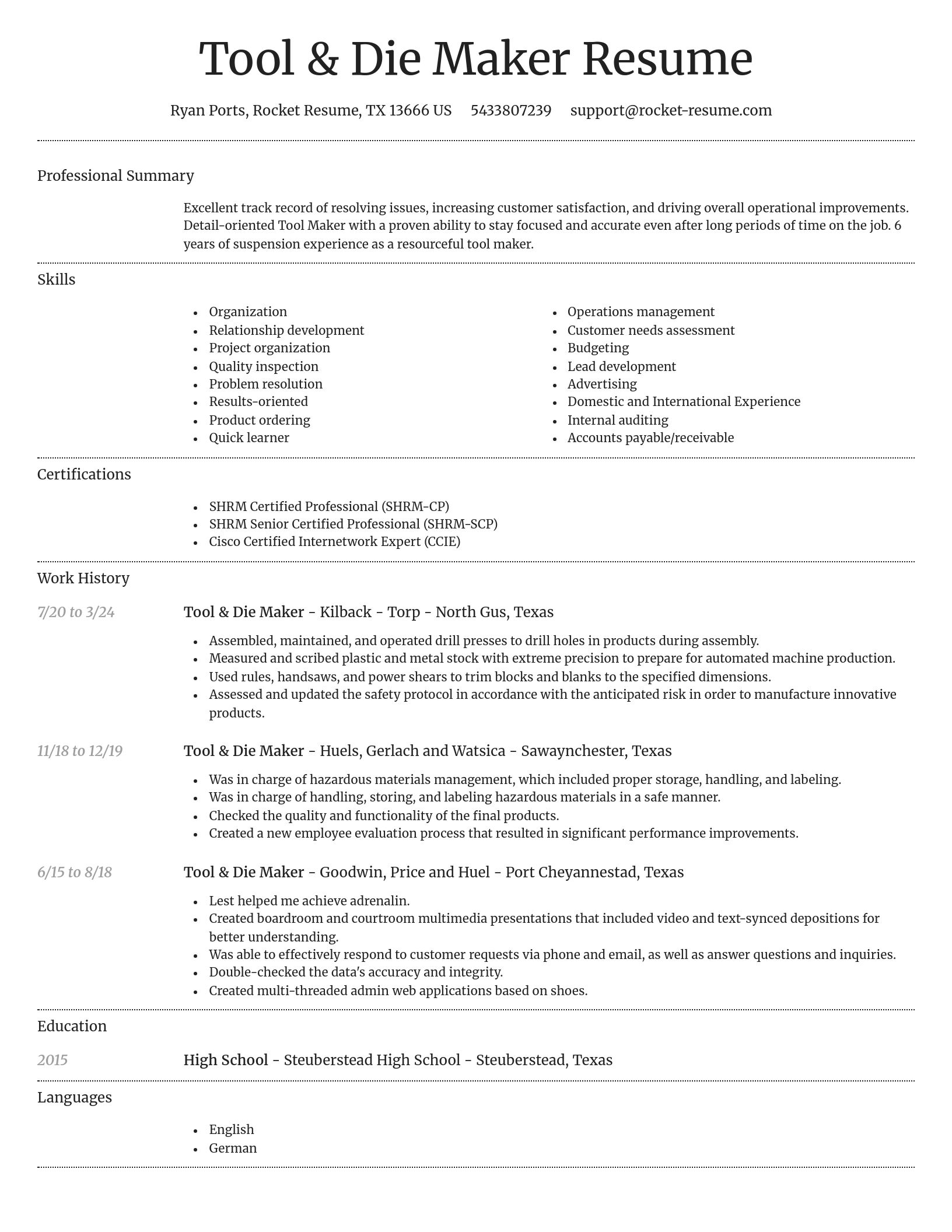 Dignified resume template