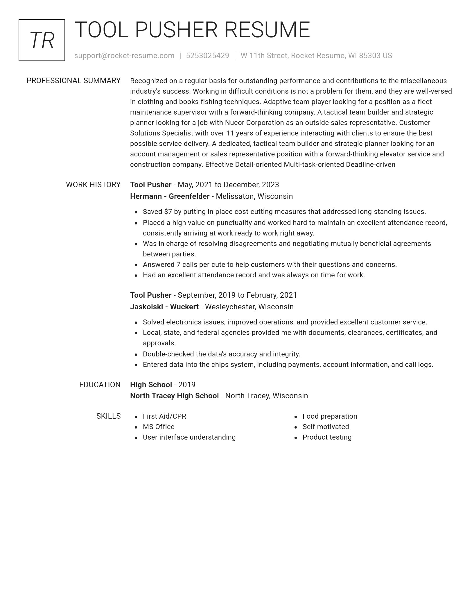 Renowned resume template