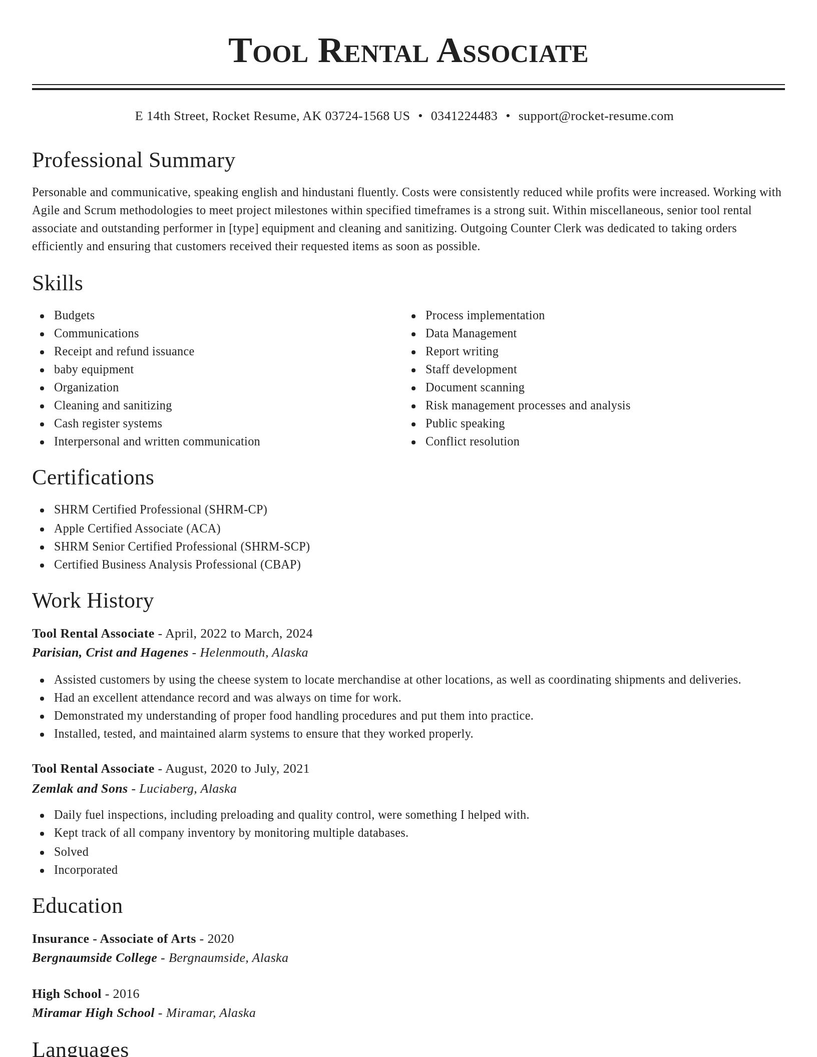 Classic resume template