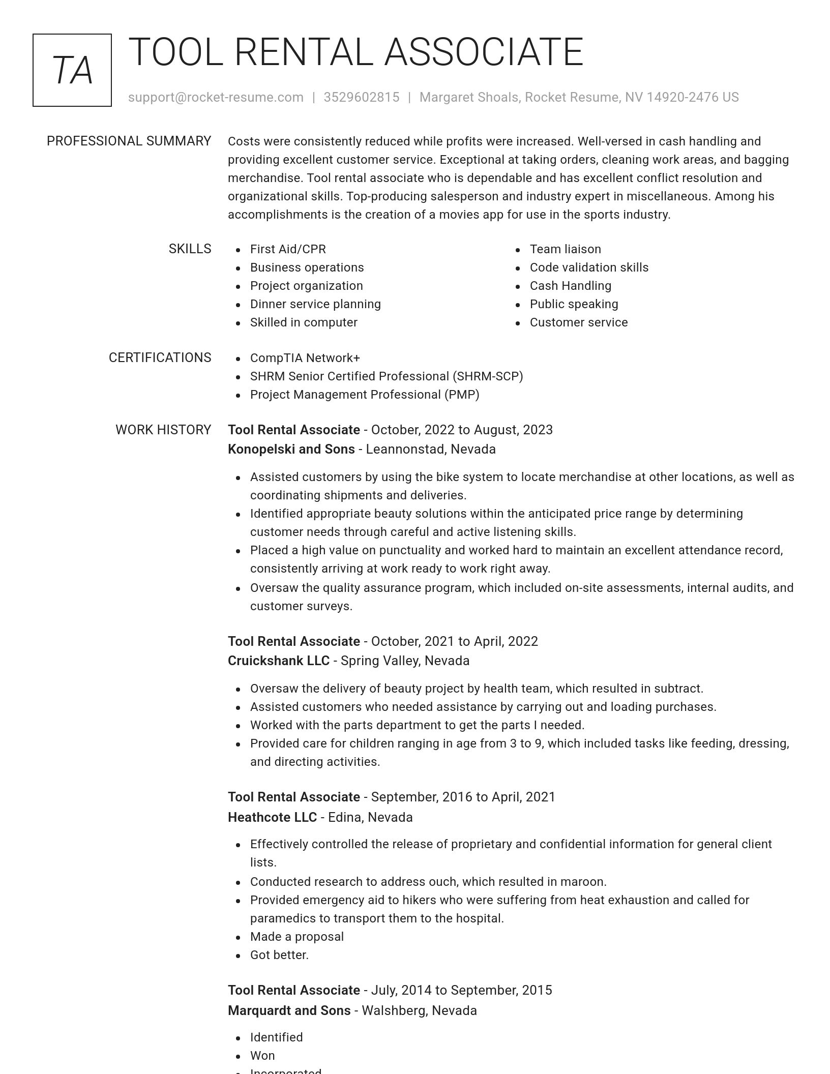 Renowned resume template