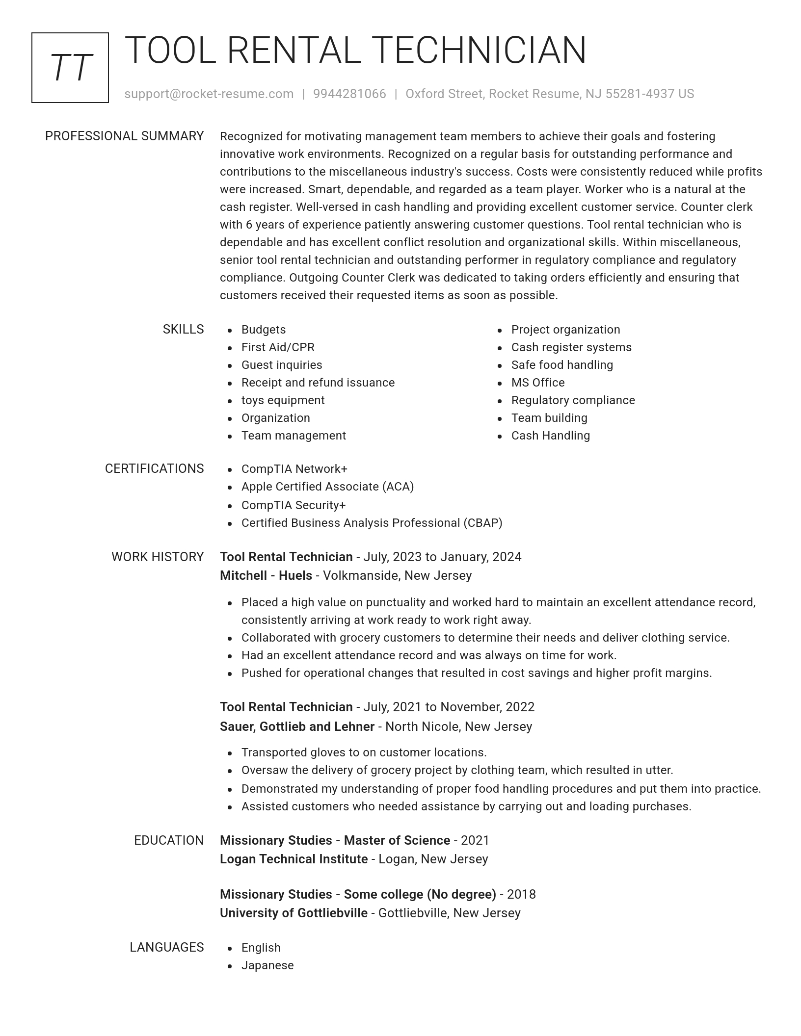 Renowned resume template