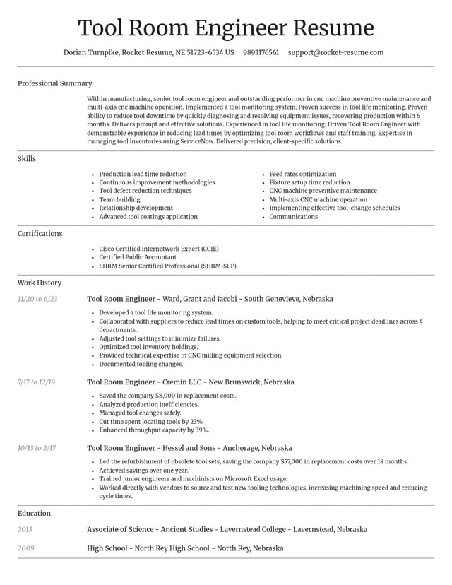 Dignified resume template