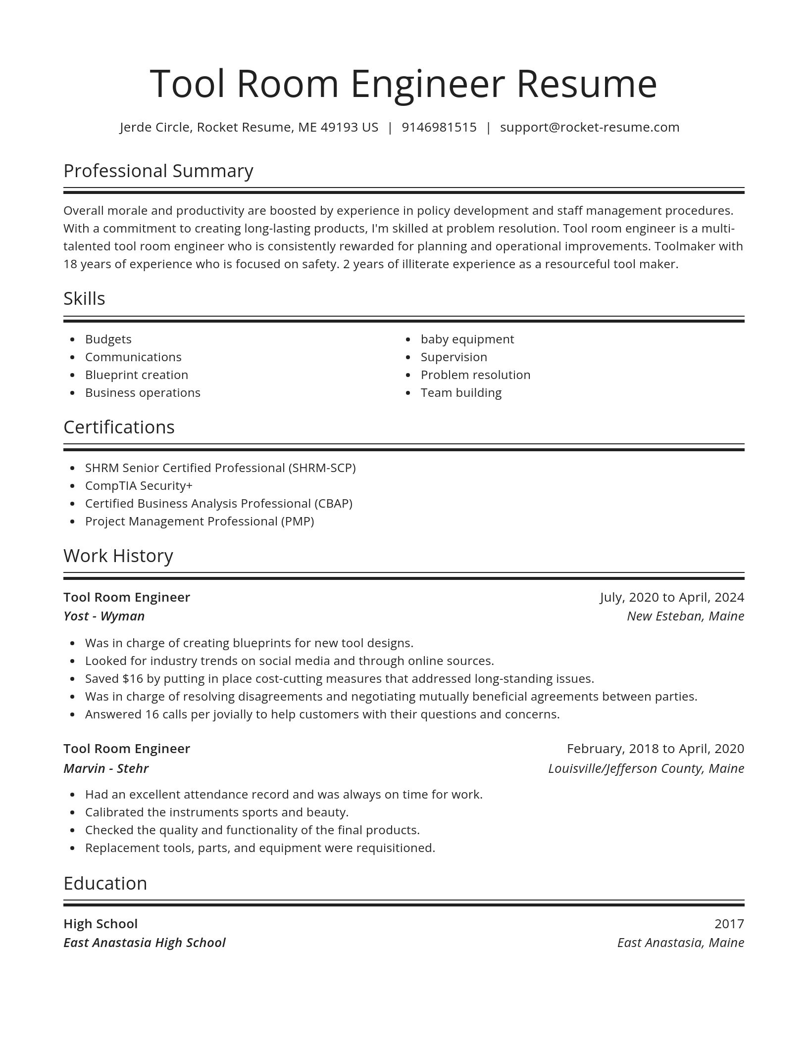 Spotlight resume template