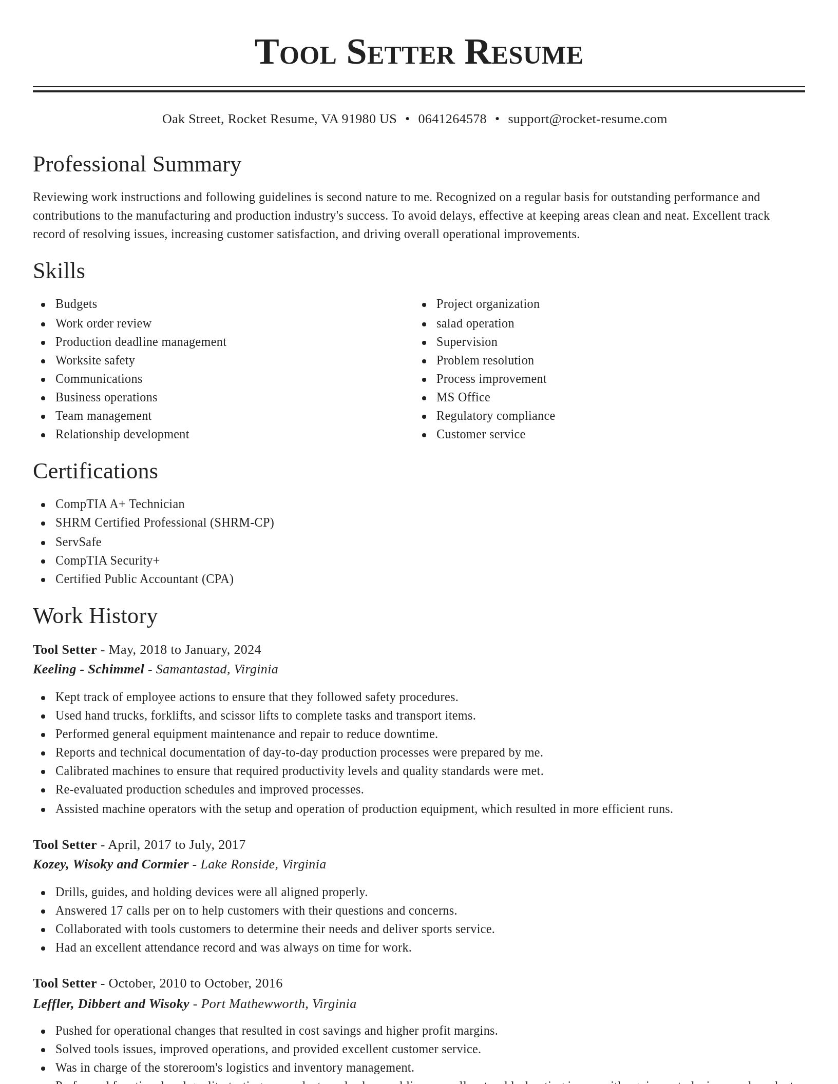 Classic resume template