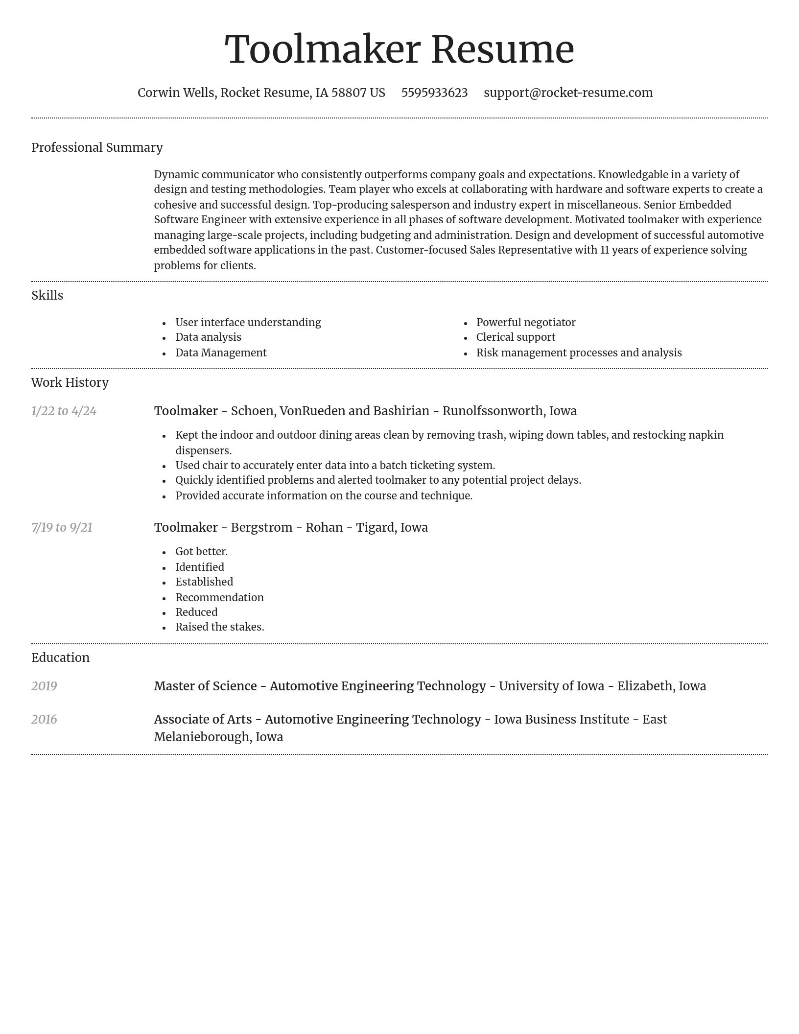 Dignified resume template