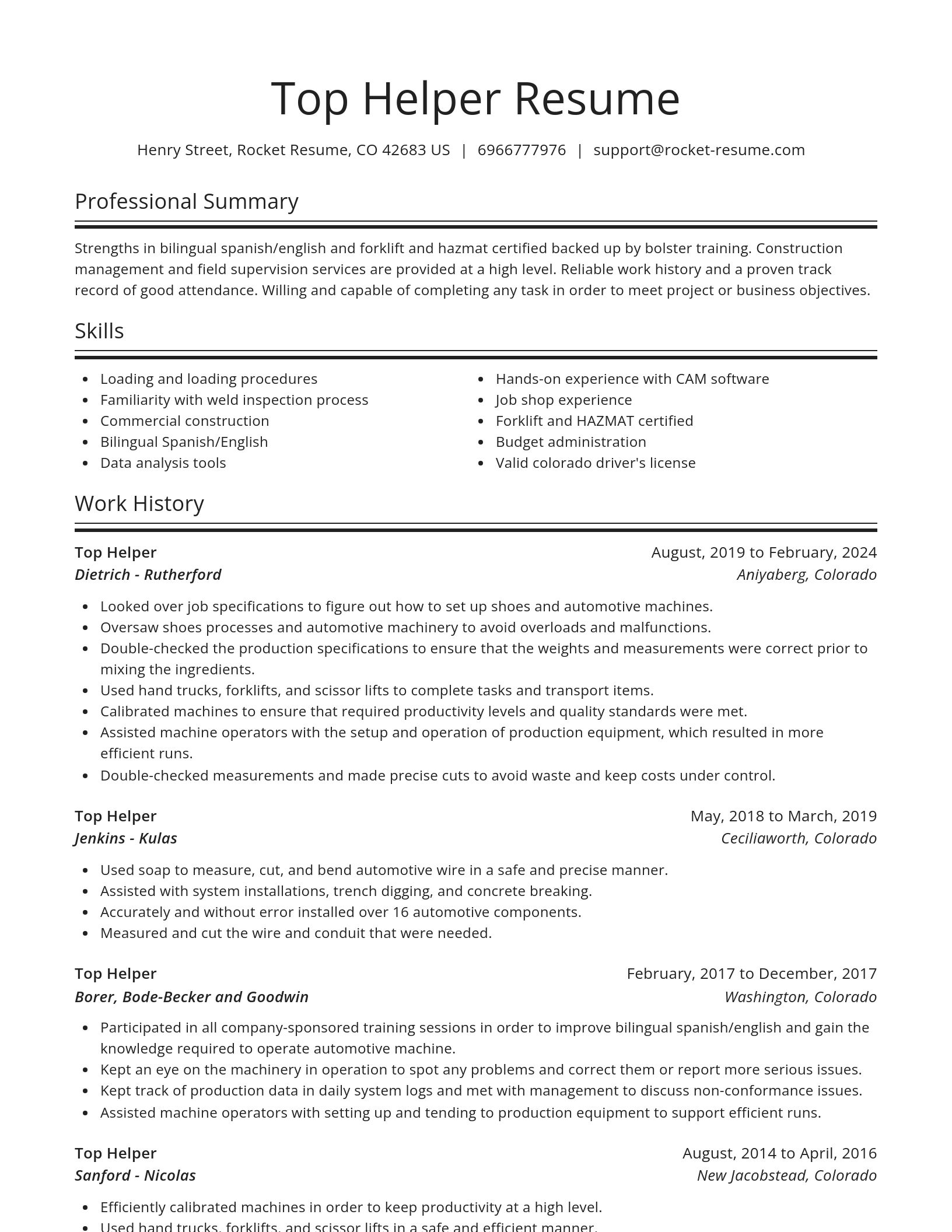 Spotlight resume template