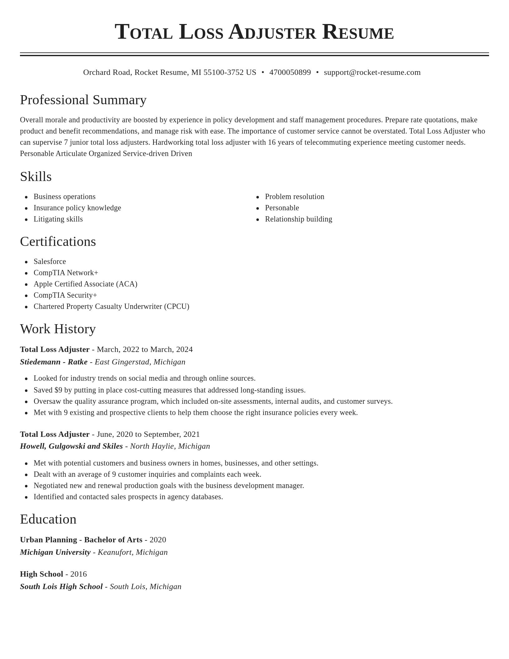 Classic resume template