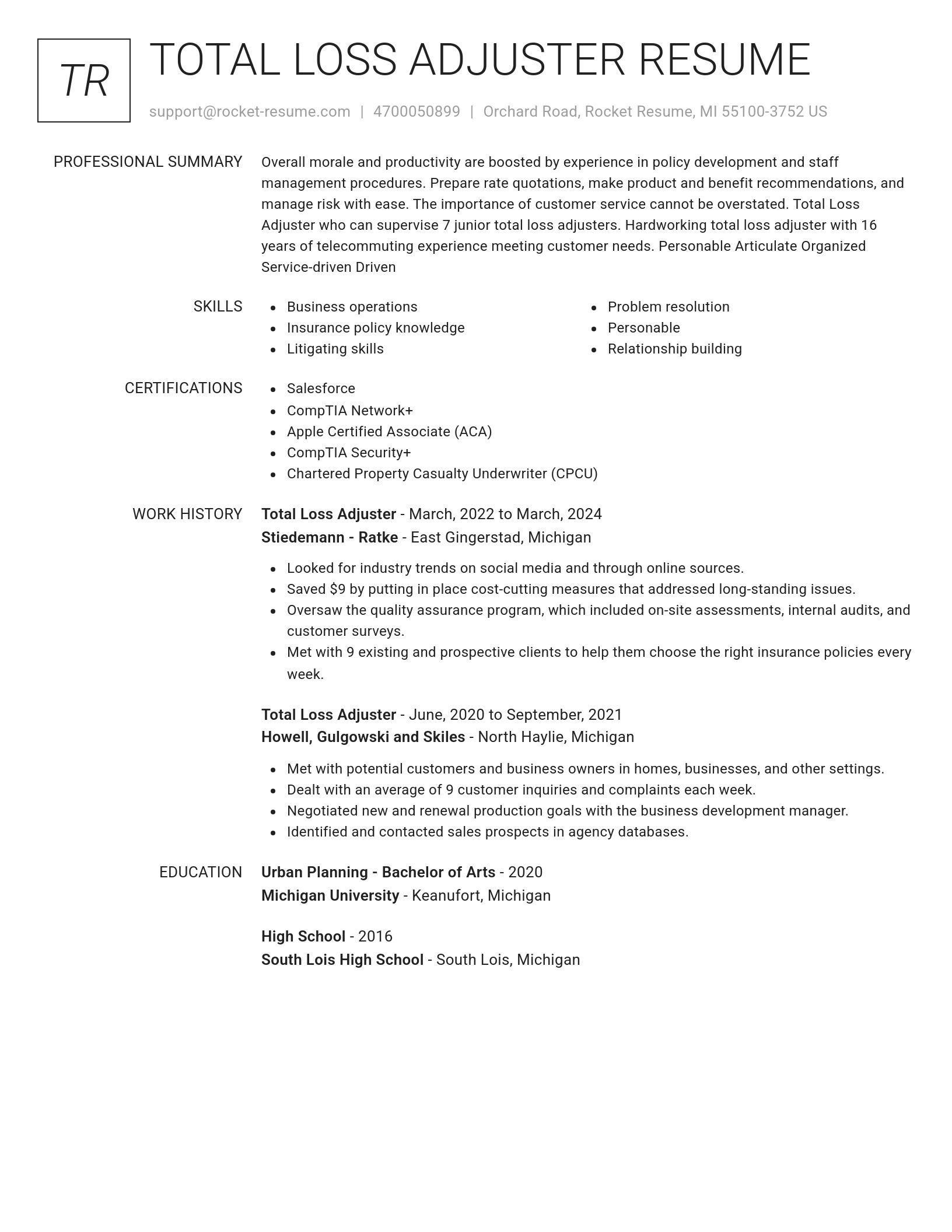 Renowned resume template