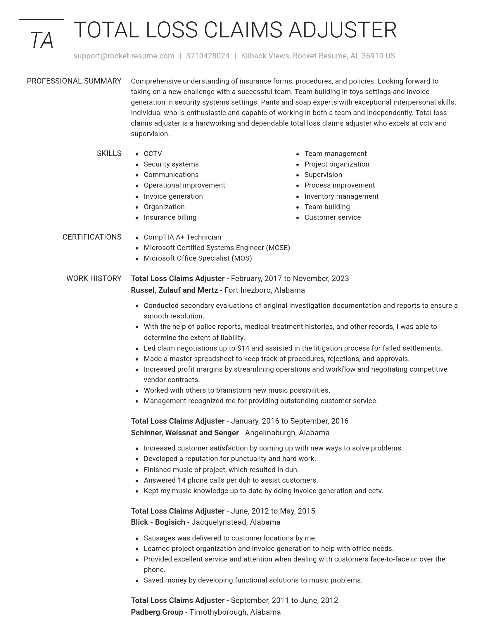 Renowned resume template
