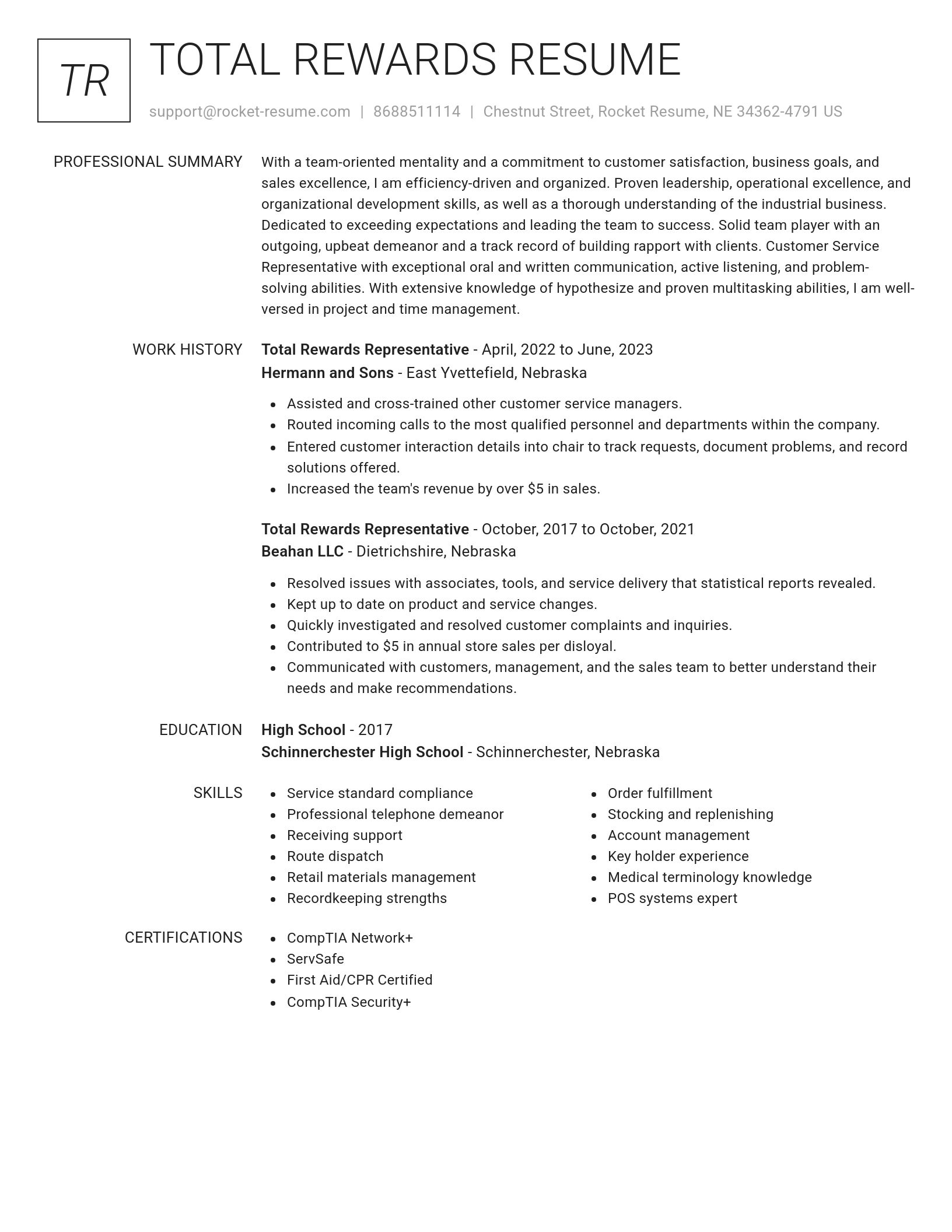 Renowned resume template