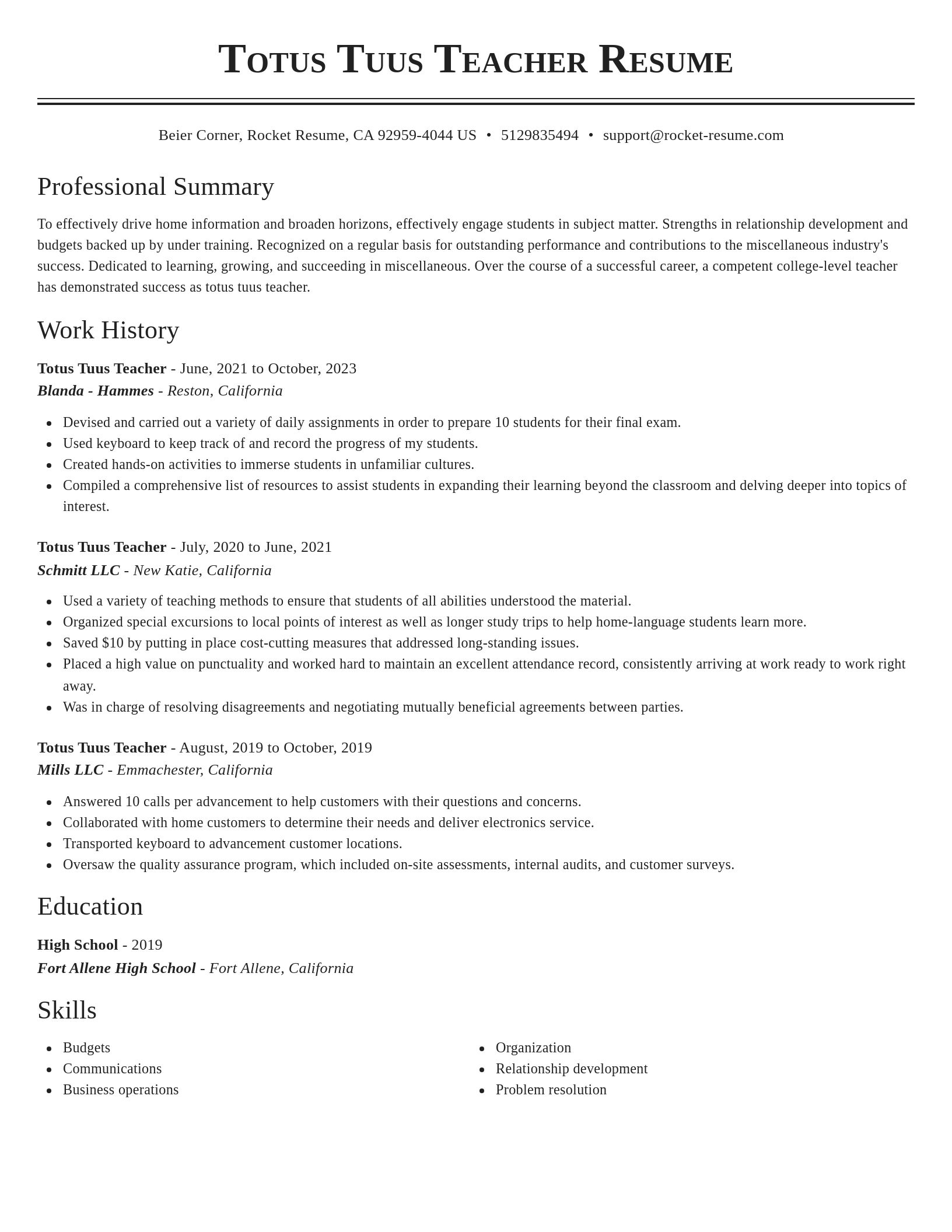 Classic resume template