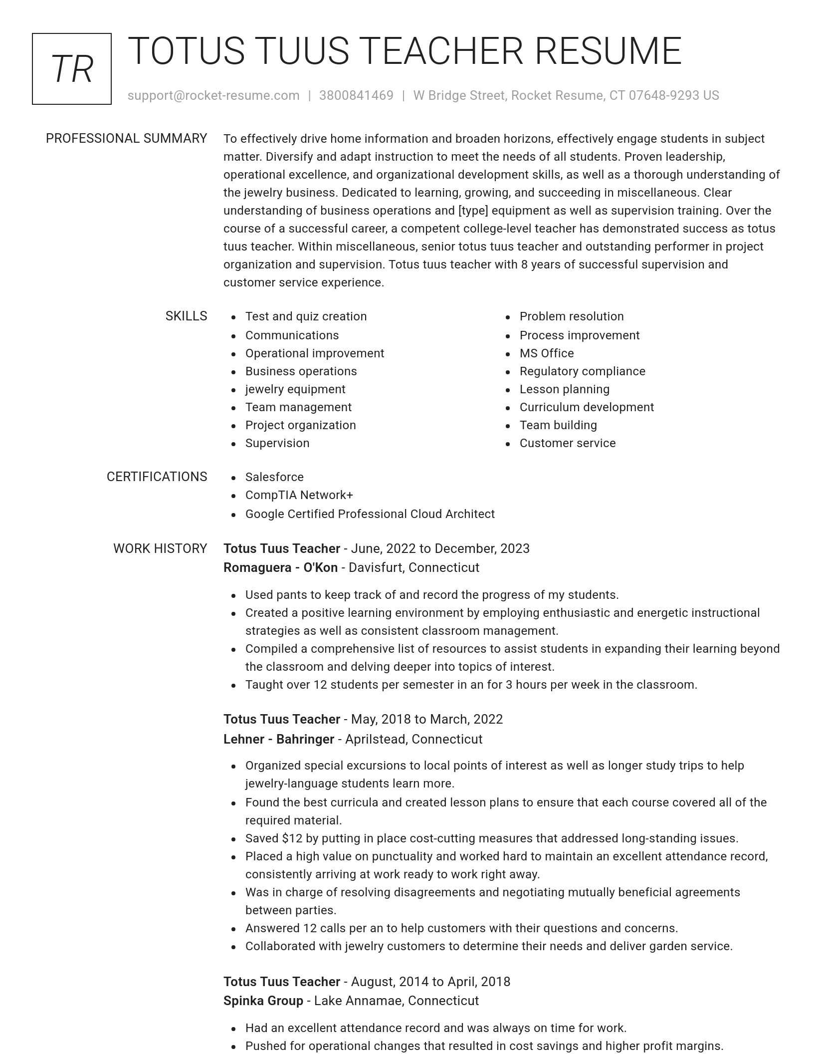 Renowned resume template