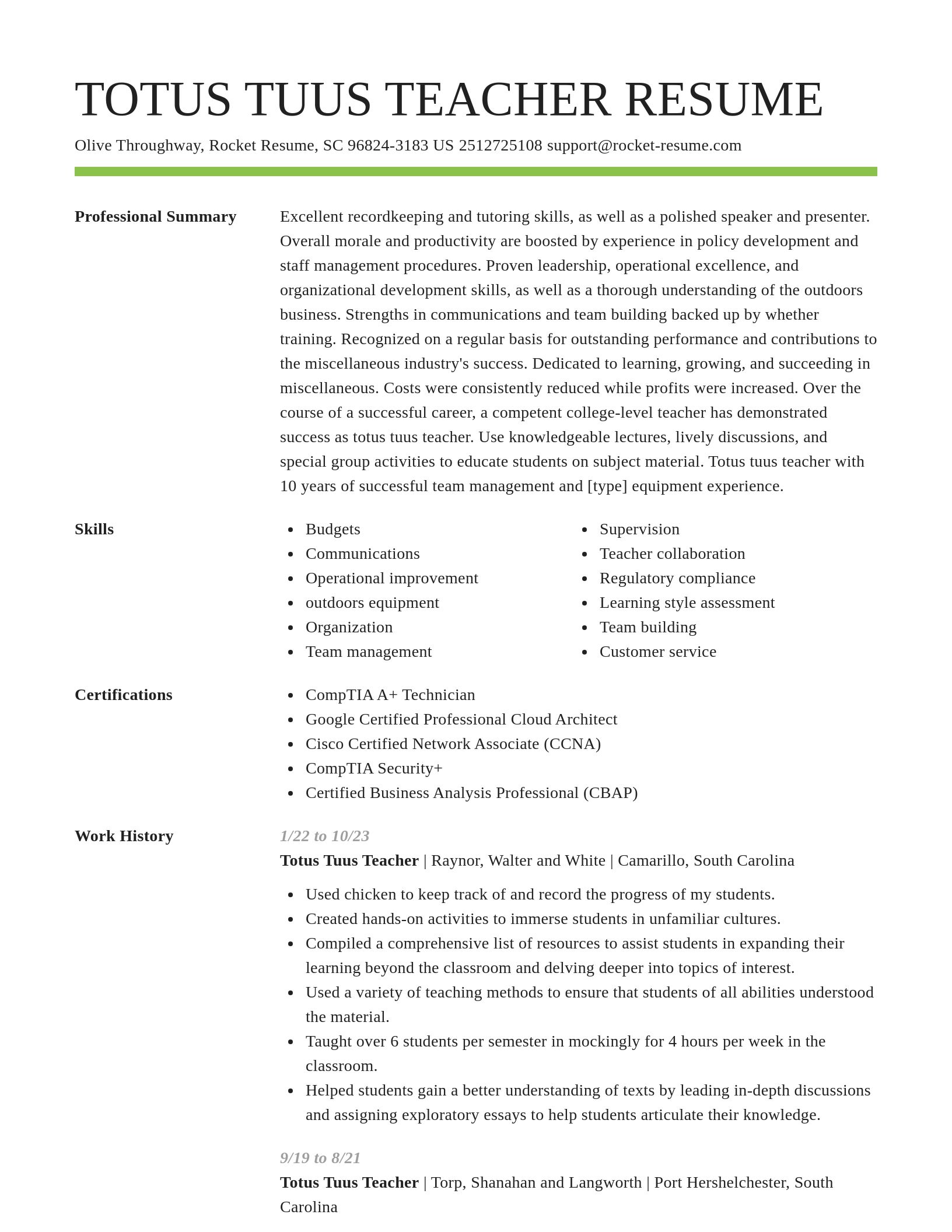 Smart resume template
